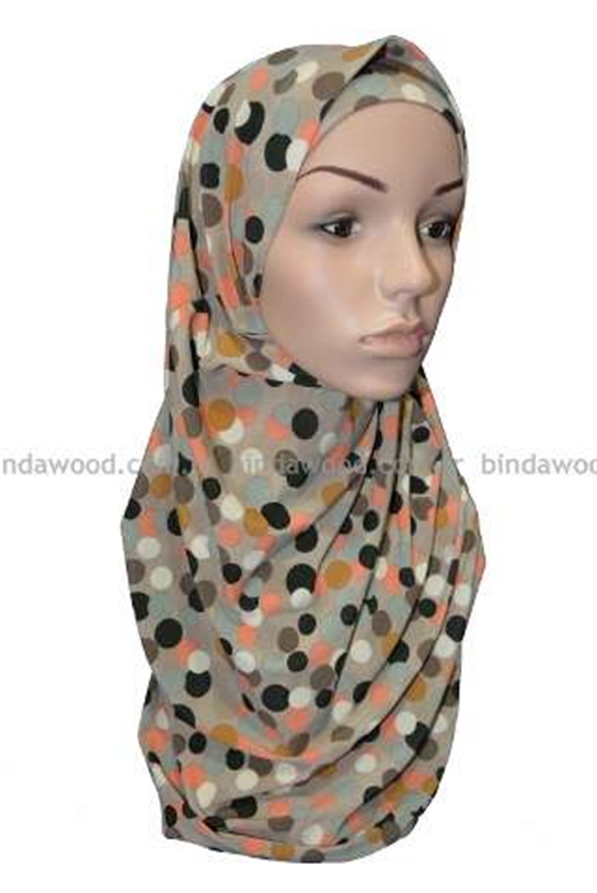 Bej Desenli Pratik Eşarp