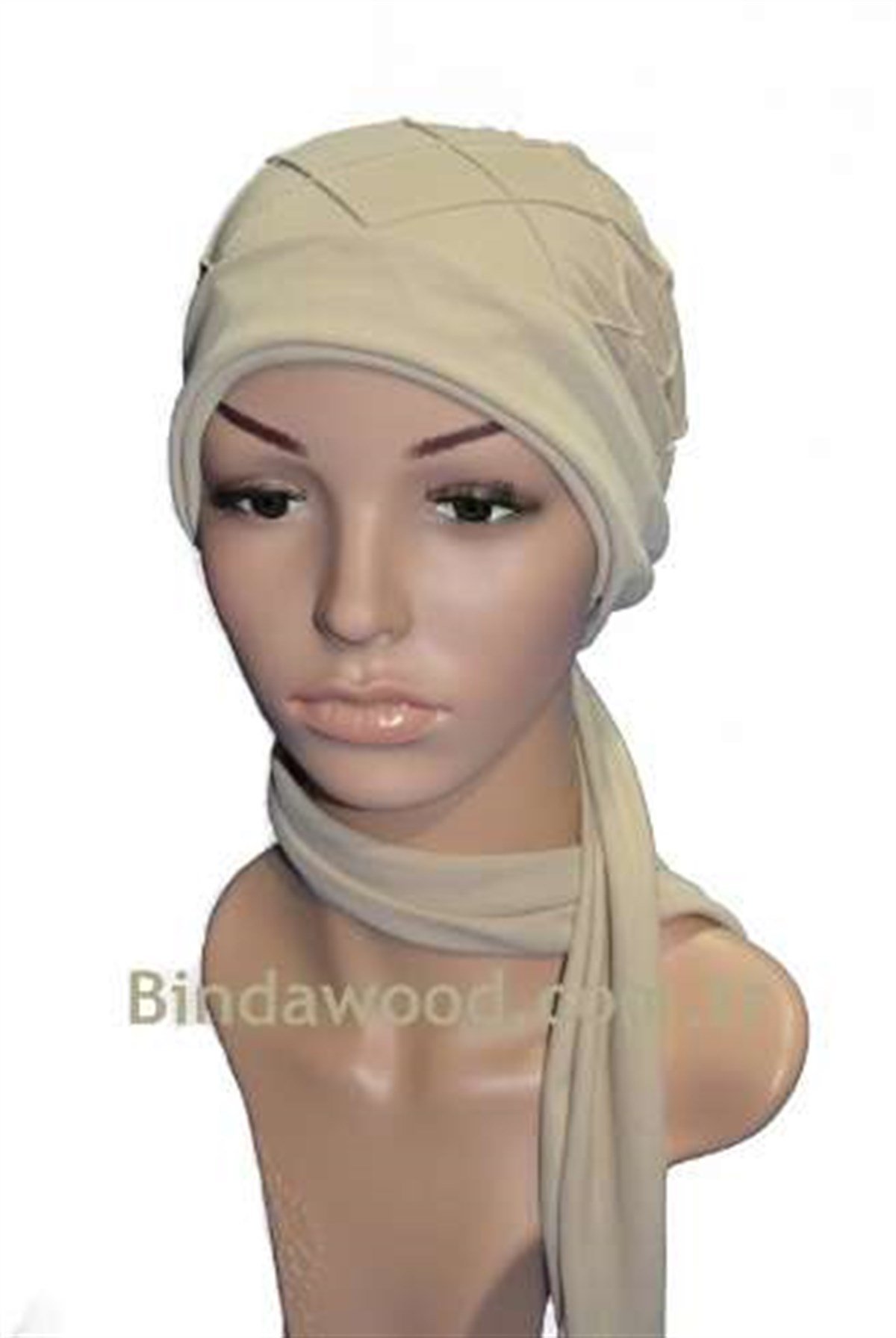 Bej Rengi Fularlı Abiye Hazır Tesettür Türban