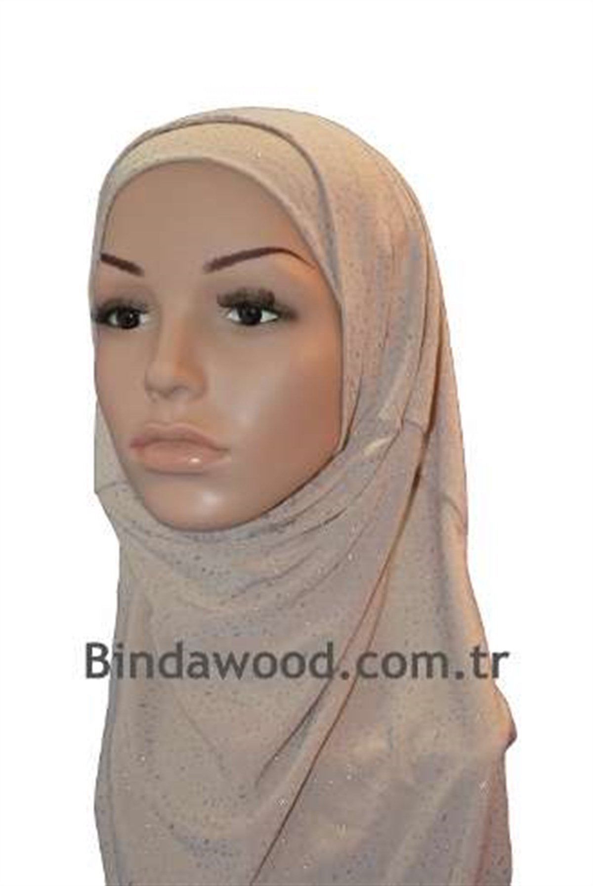 Bej Taşlı Pratik Eşarp