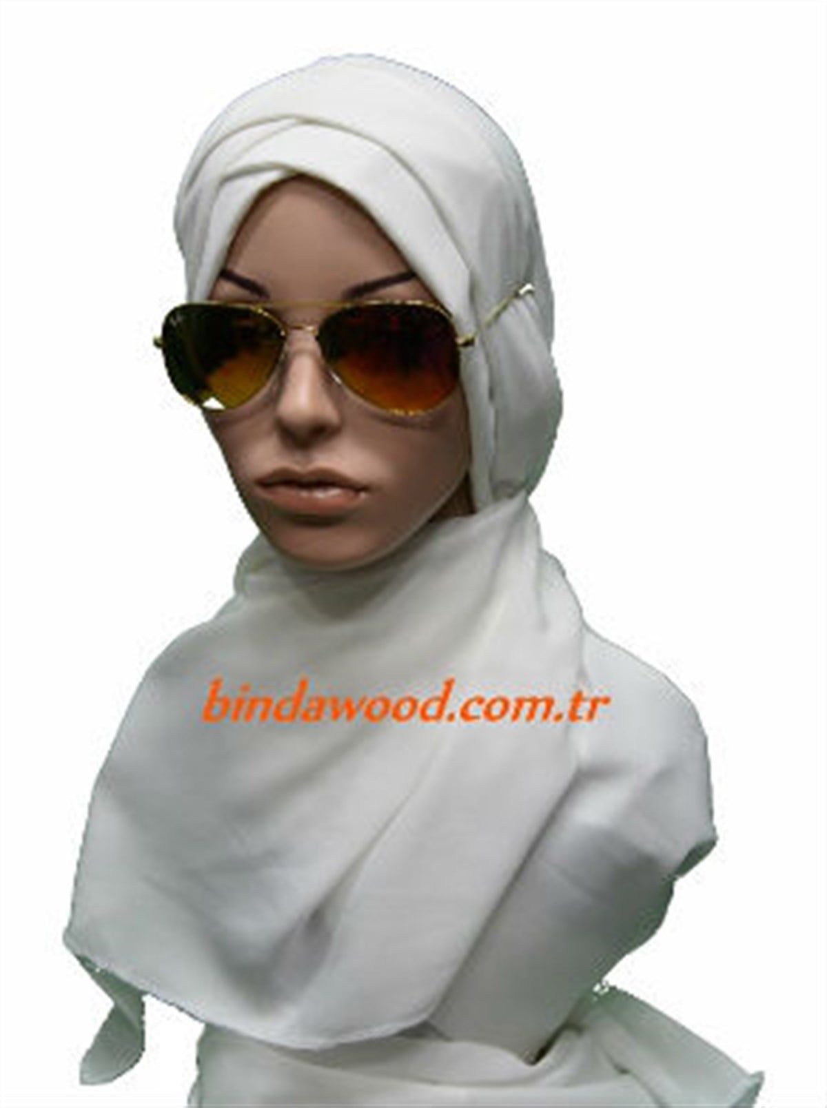 Beyaz Çift Çapraz Topuzlu Bone Şal