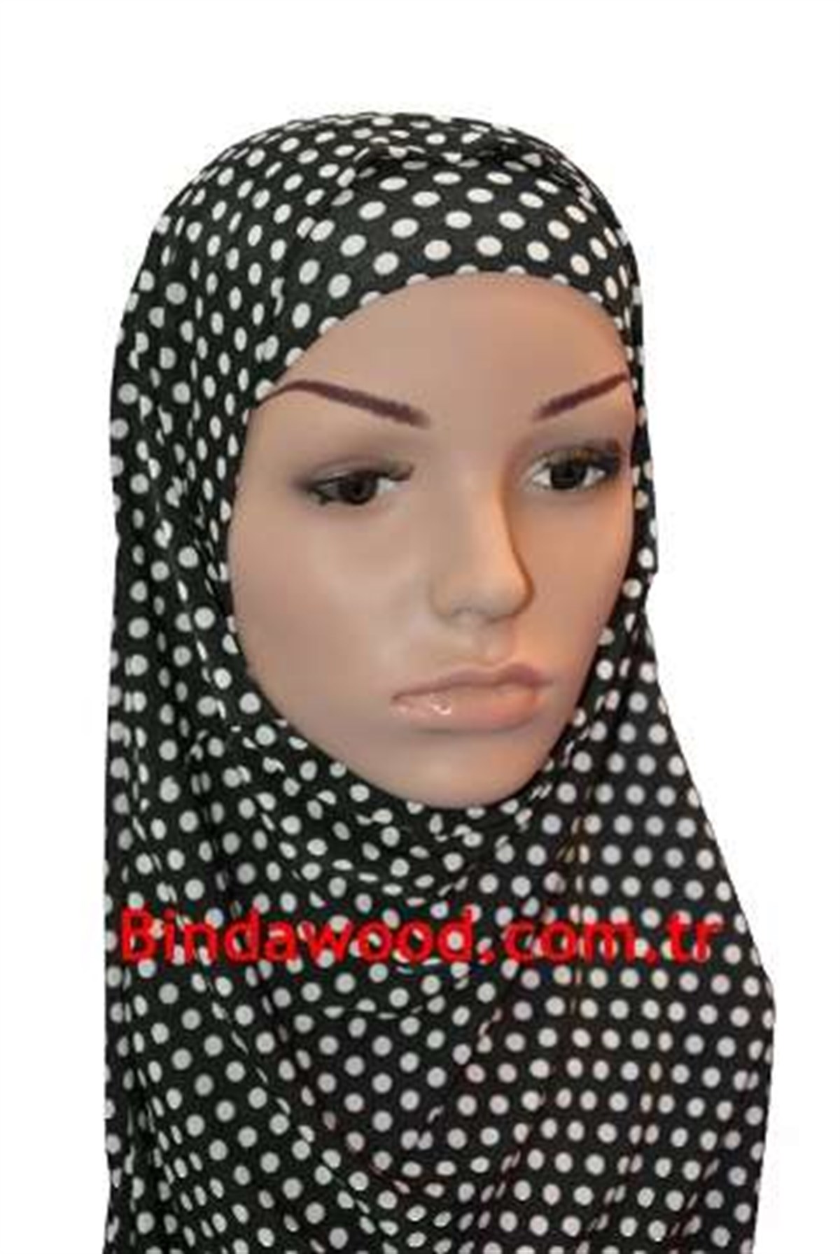 Beyaz Puanlı Pratik Eşarp