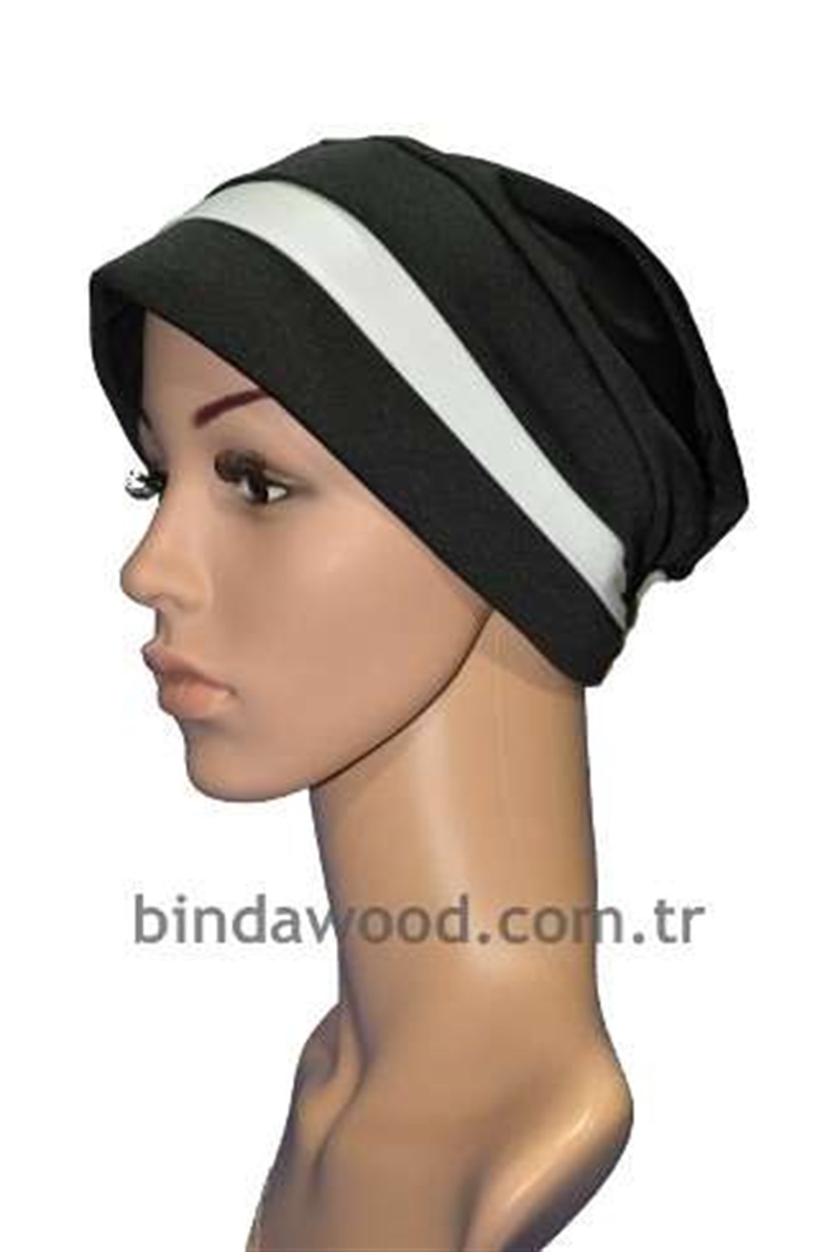 Beyaz Siyah Abiye Türban Bone