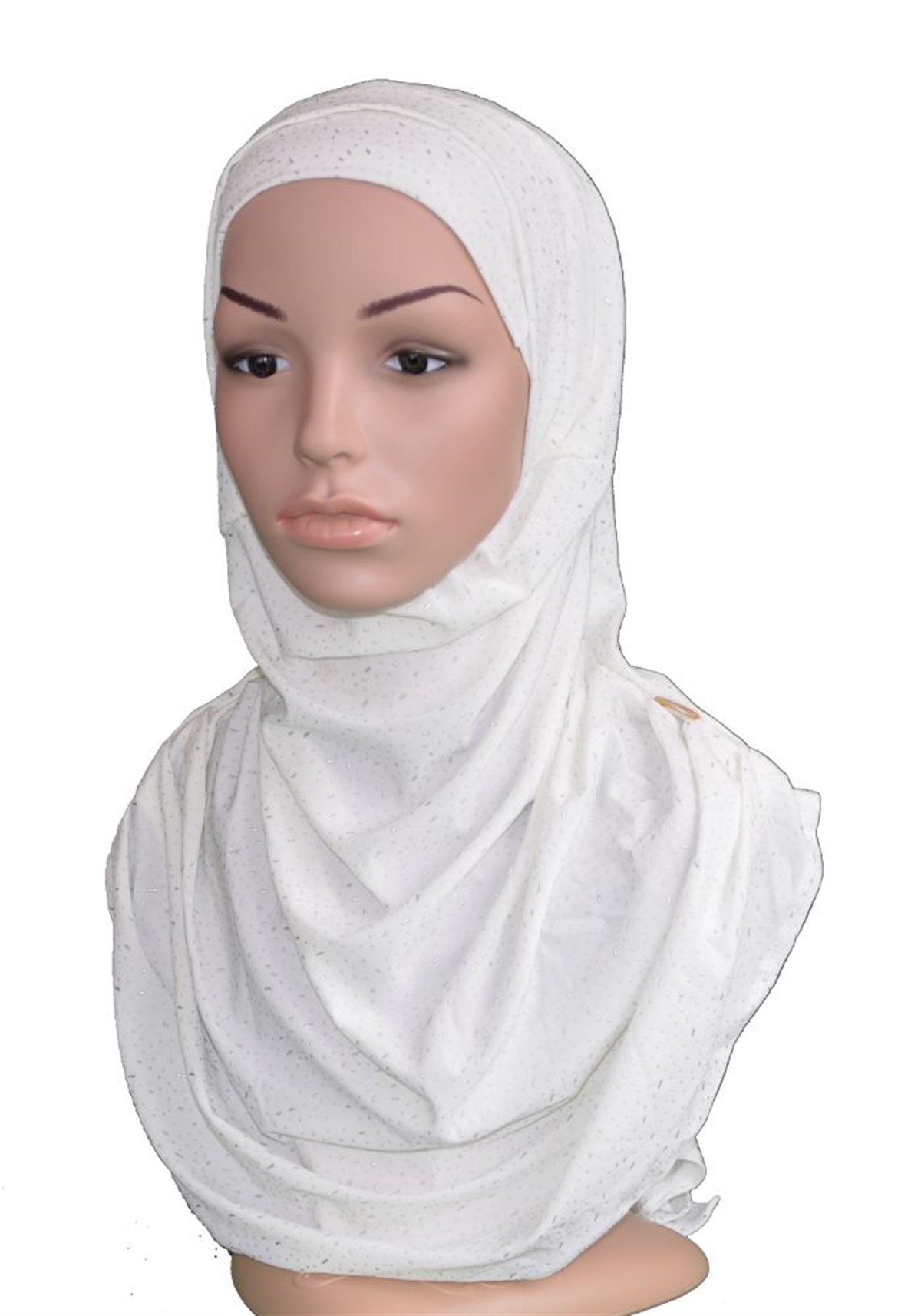 Beyaz Taşlı Pratik Eşarp