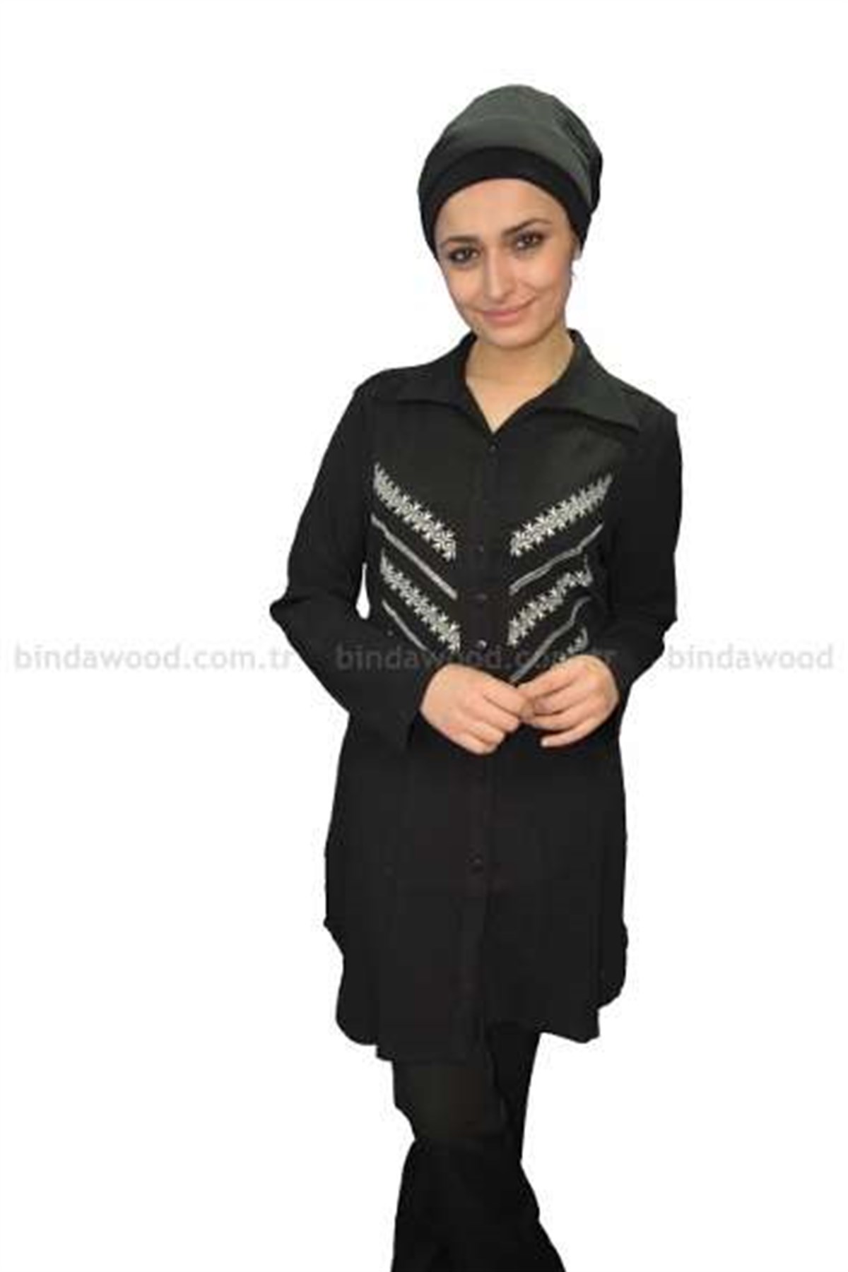 Beyaz Verev Nakışlı Pamuklu Şilebezi  Tunik