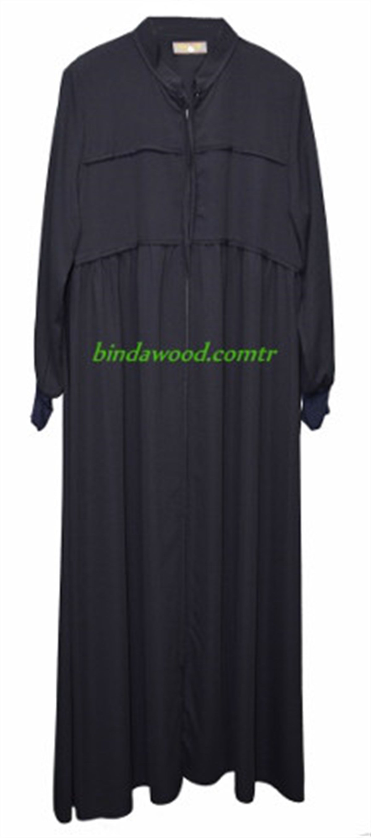 Büzgülü Lacivert Tesettür Ferace