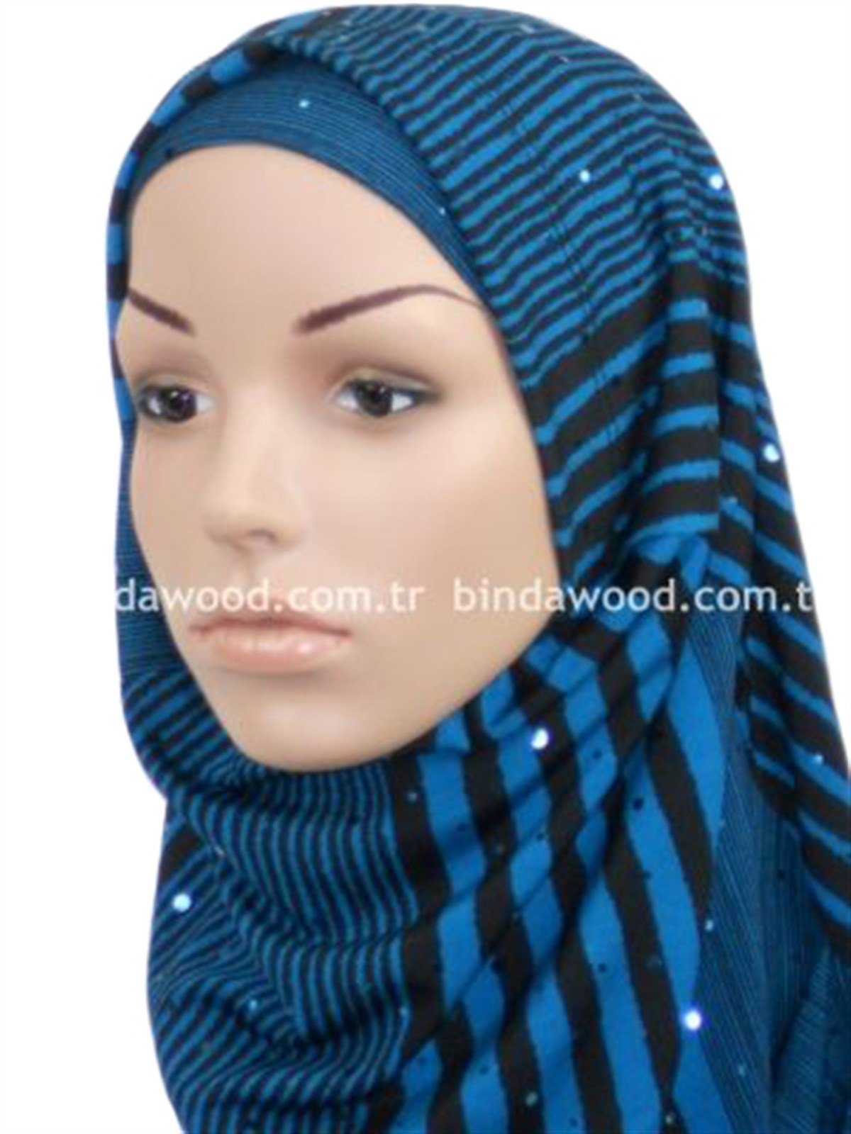 Çizgili Petrol Yeşili Pratik Eşarp