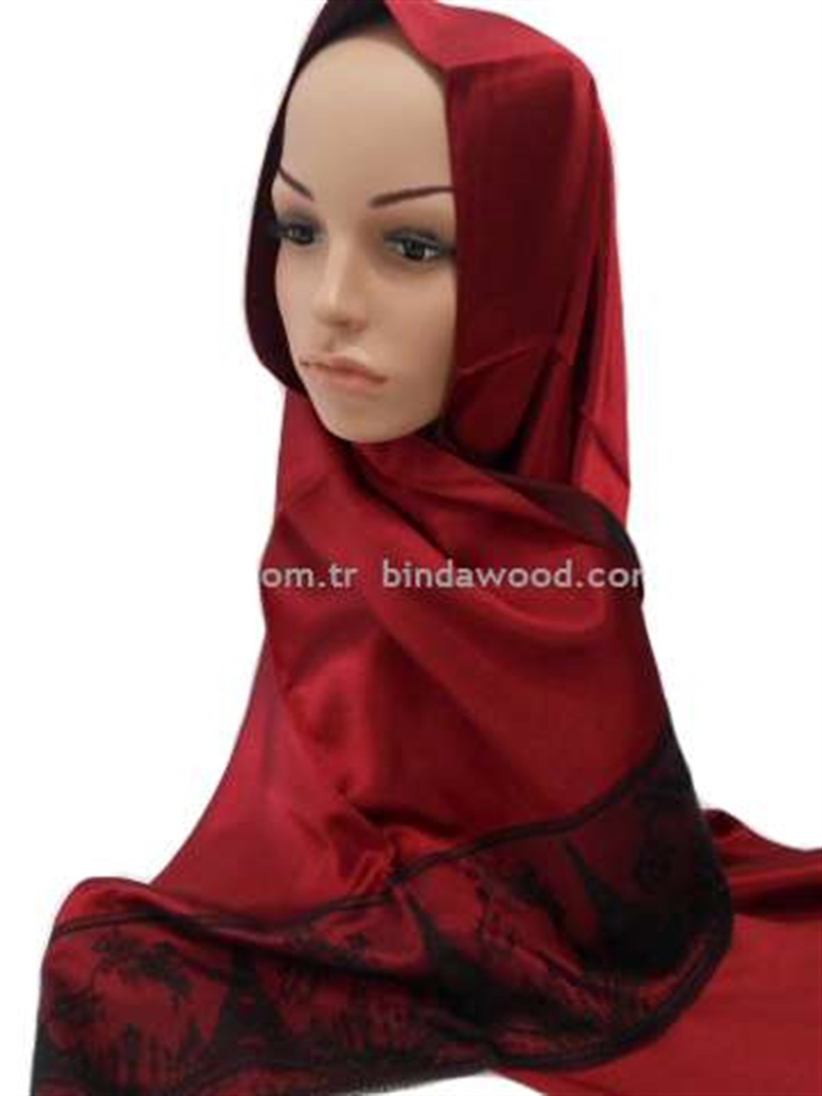 Dantelli Şal Eyfel  Bordo