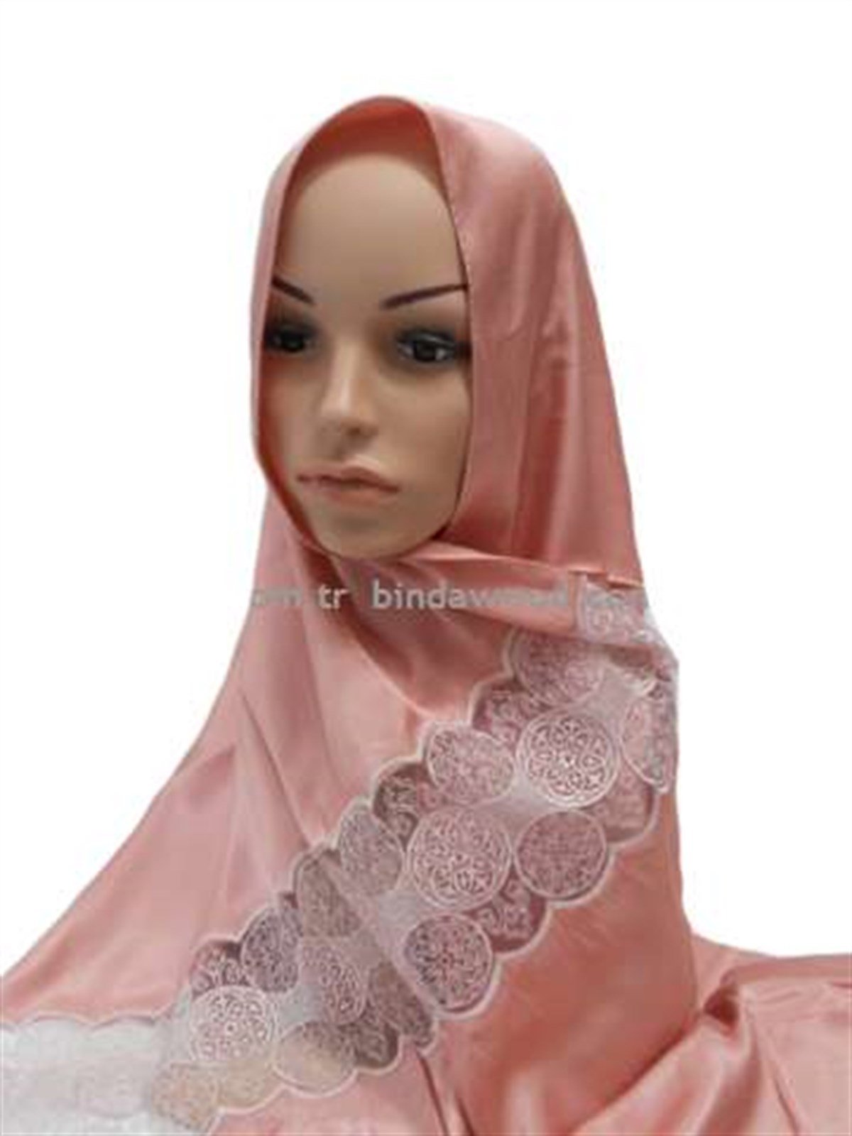 Dantelli Şal Koyu Pudra