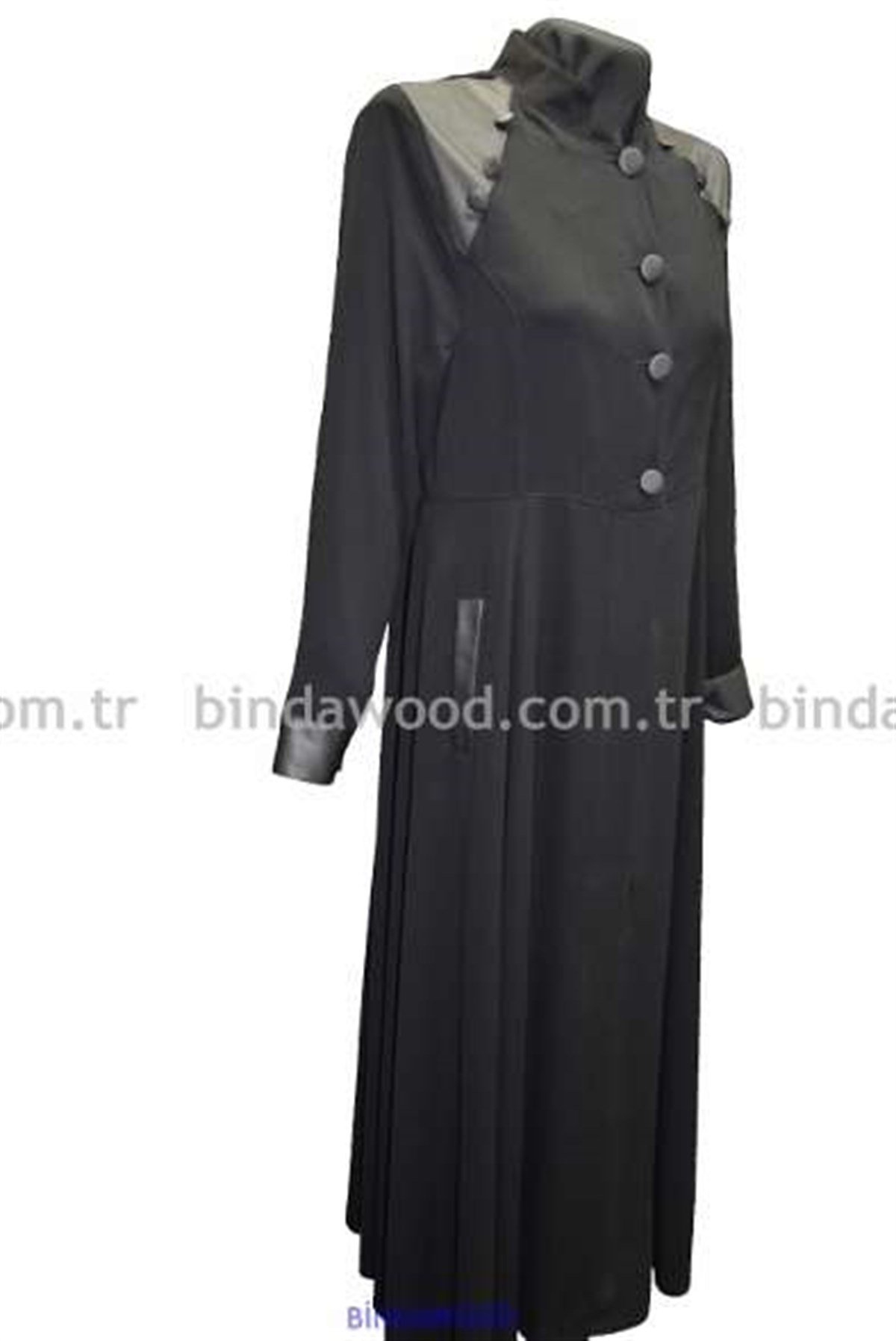 Deri Detaylı Cepli Ferace