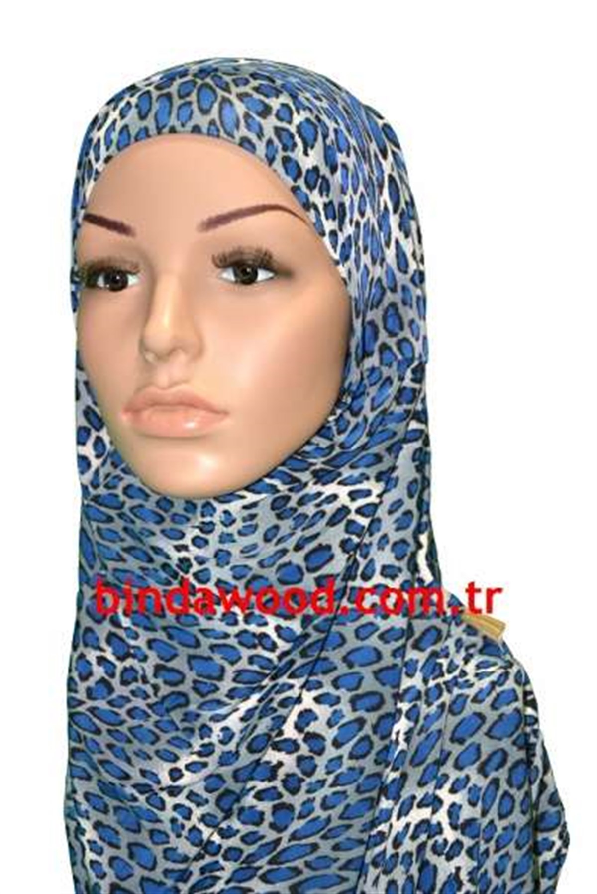 Dijital Desen Gri Mavi Pratik Eşarp