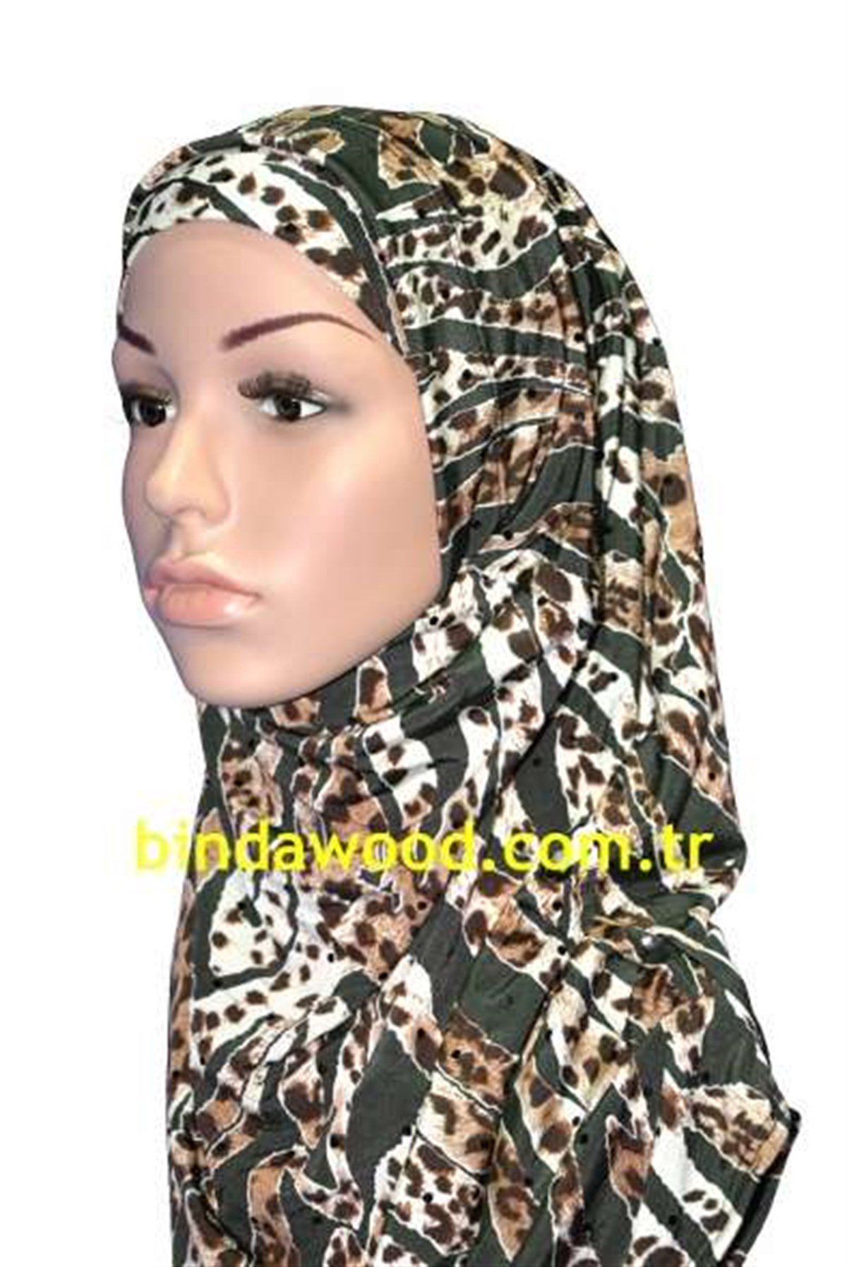 Dijital Desen Kahve Siyah Pratik Eşarp