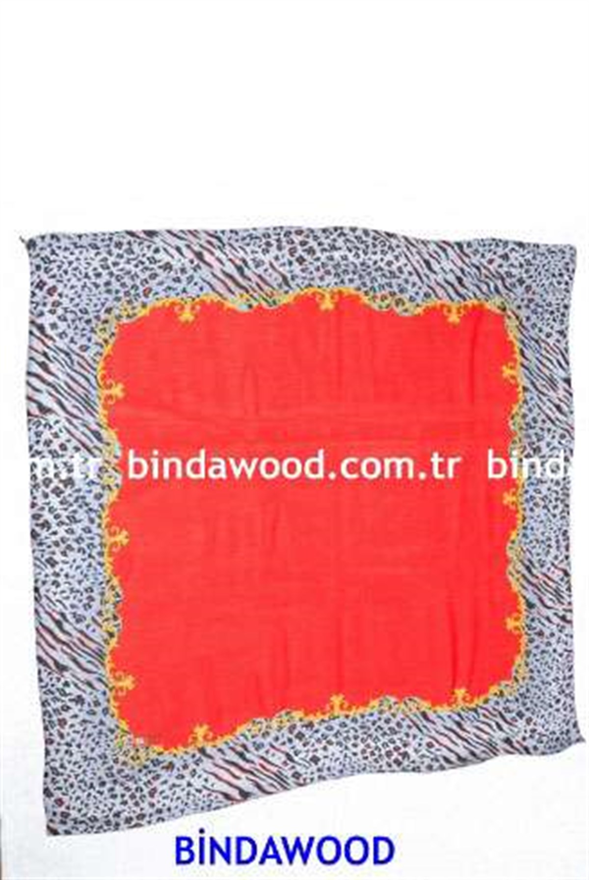 Başörtü Tesettür Eşarp Yazma Kırmızı Gri Desenli