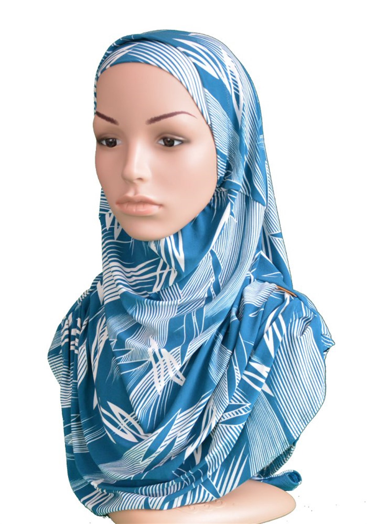 Firdevs Pratik Eşarp Mavi Desenli