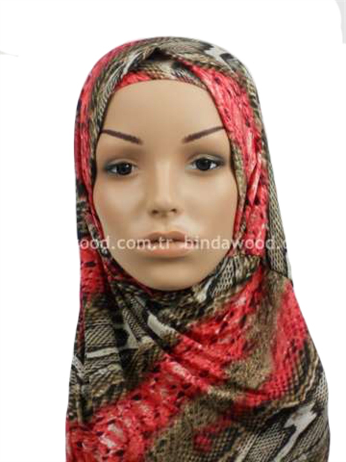 Fuşya Desenli Pratik Eşarp