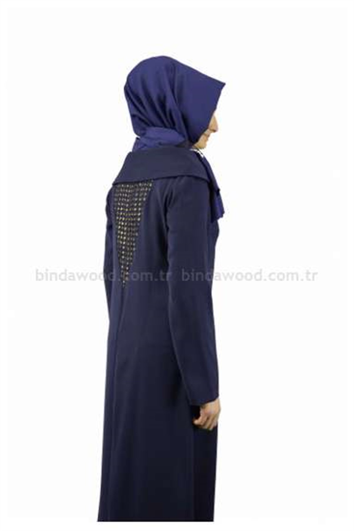 Geniş Şömiziye Yaka Düğmeli Ferace Lacivert