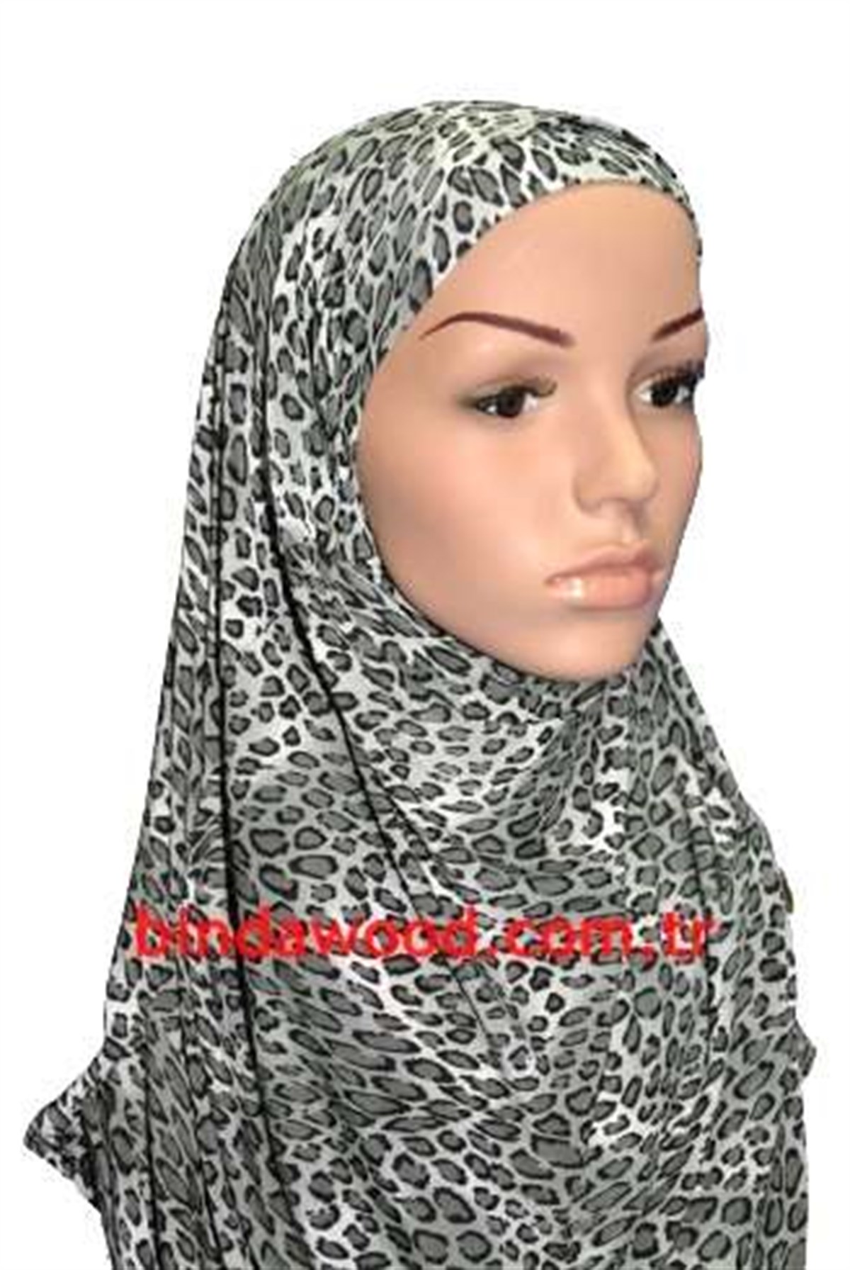Gri Leopar Desen Pratik Eşarp