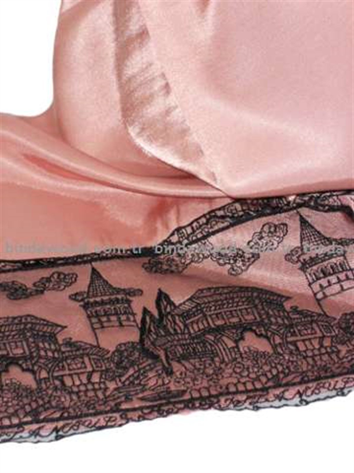 Gül Rengi Dantelli Abiye Tesettür Şal