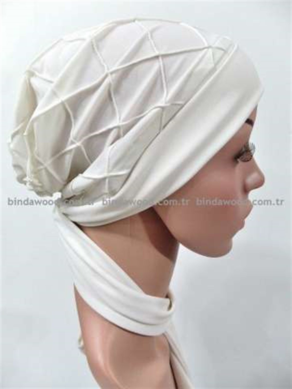 Hazır Türban Fularlı Açık Krem