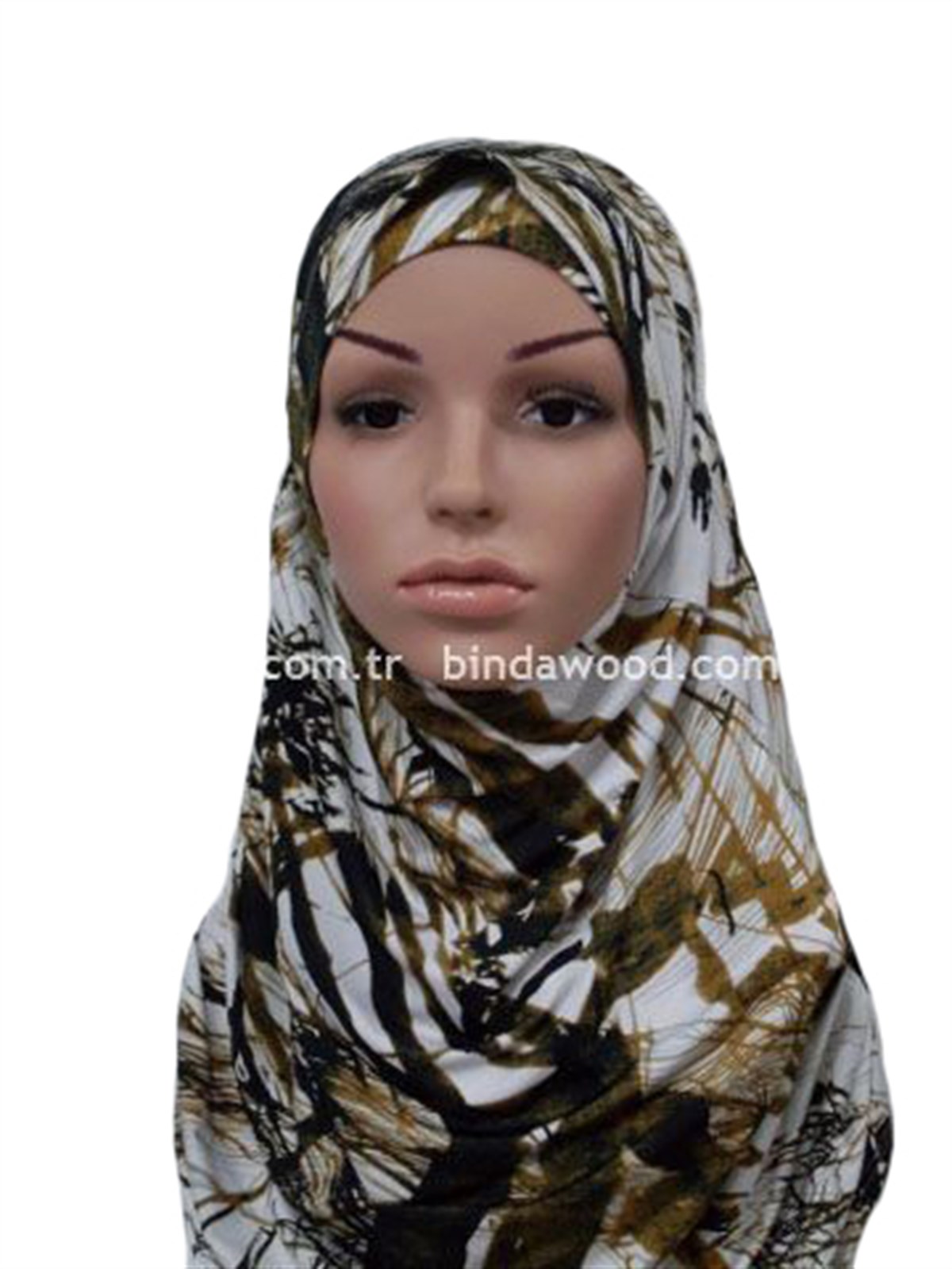 Kahve Desenli Pratik Eşarp