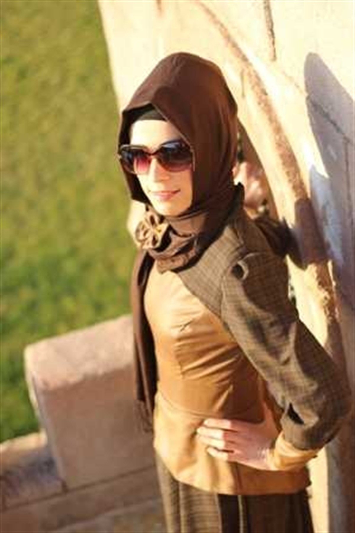 Kahve Elbise Şal 2 li Takım