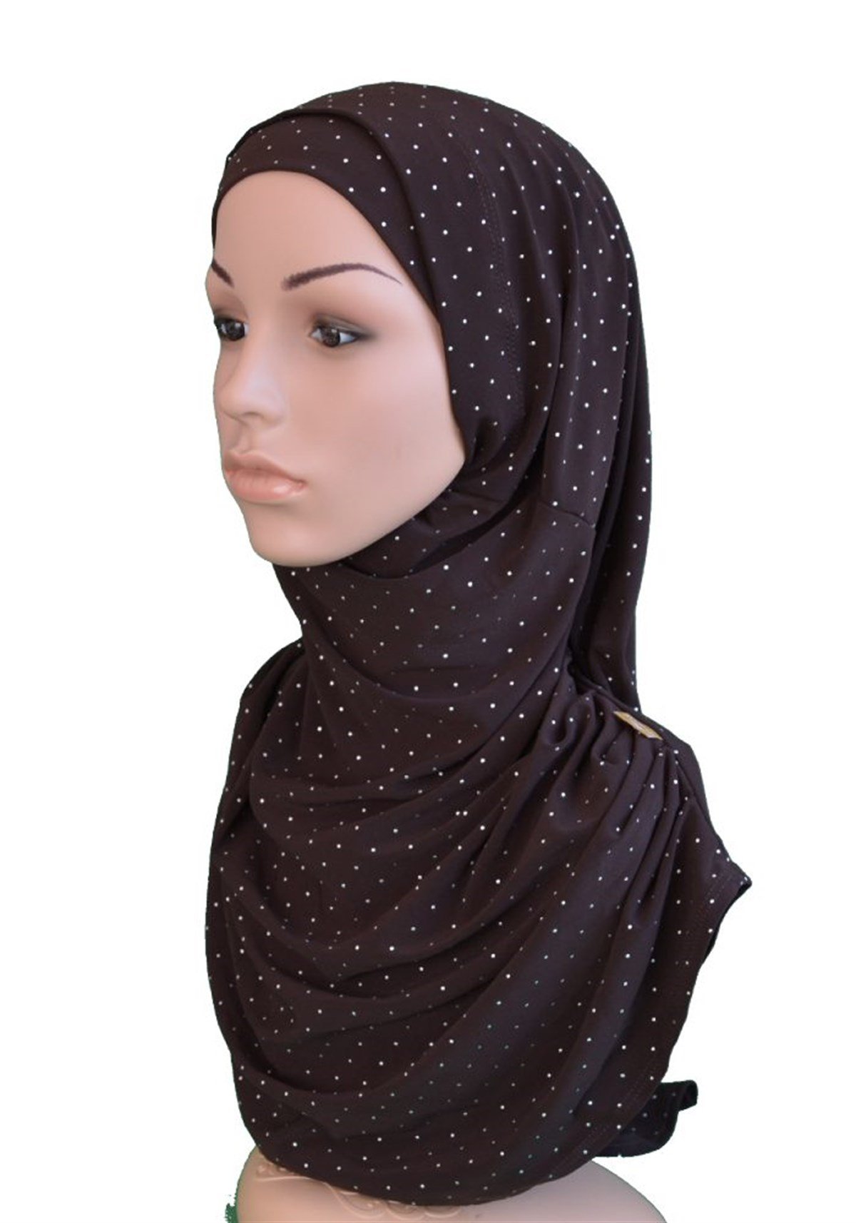 Kahve Taşlı Pratik Eşarp