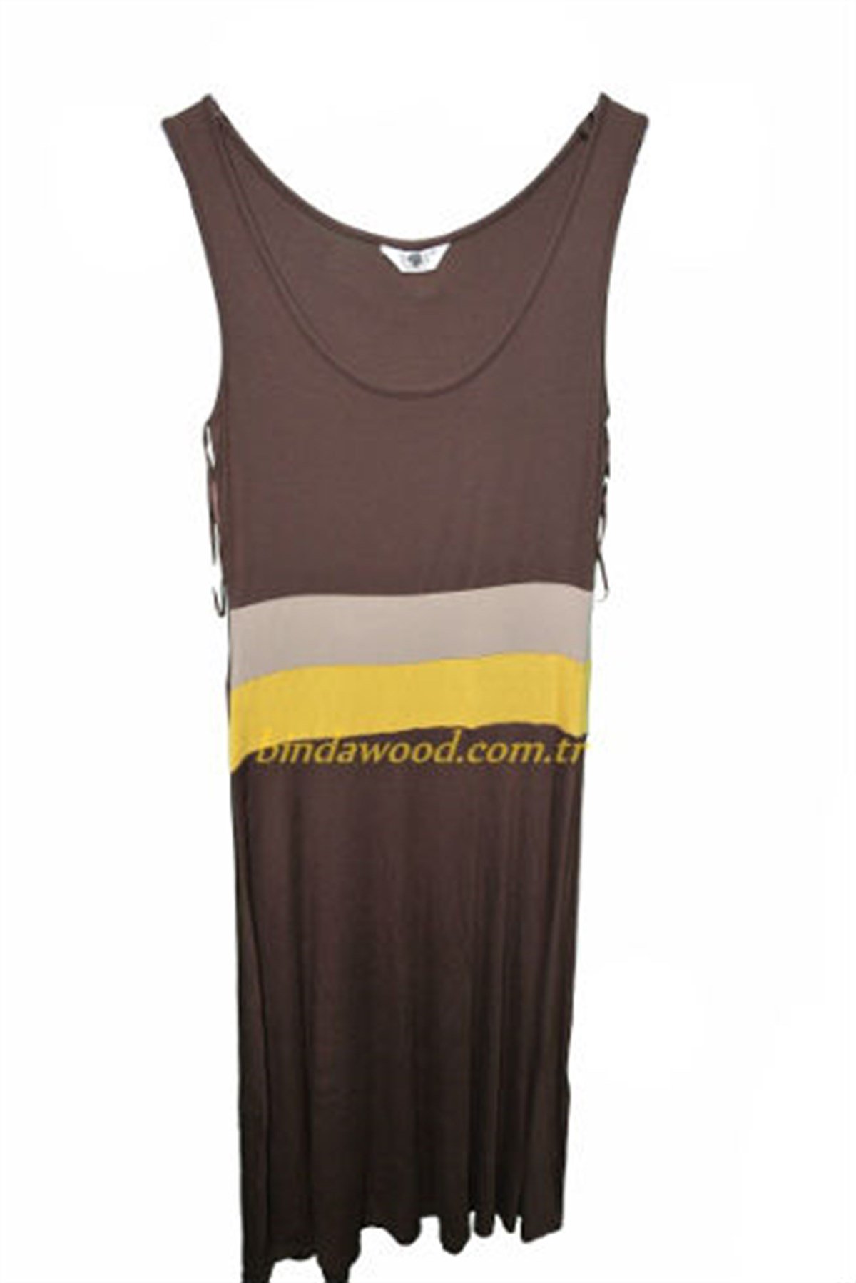 Kahverengi Penye Askılı Elbise