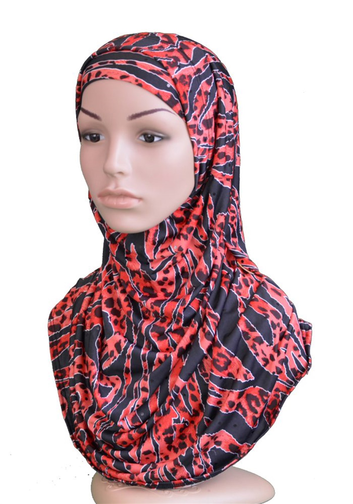 Kırmızı Siyah Pratik Eşarp