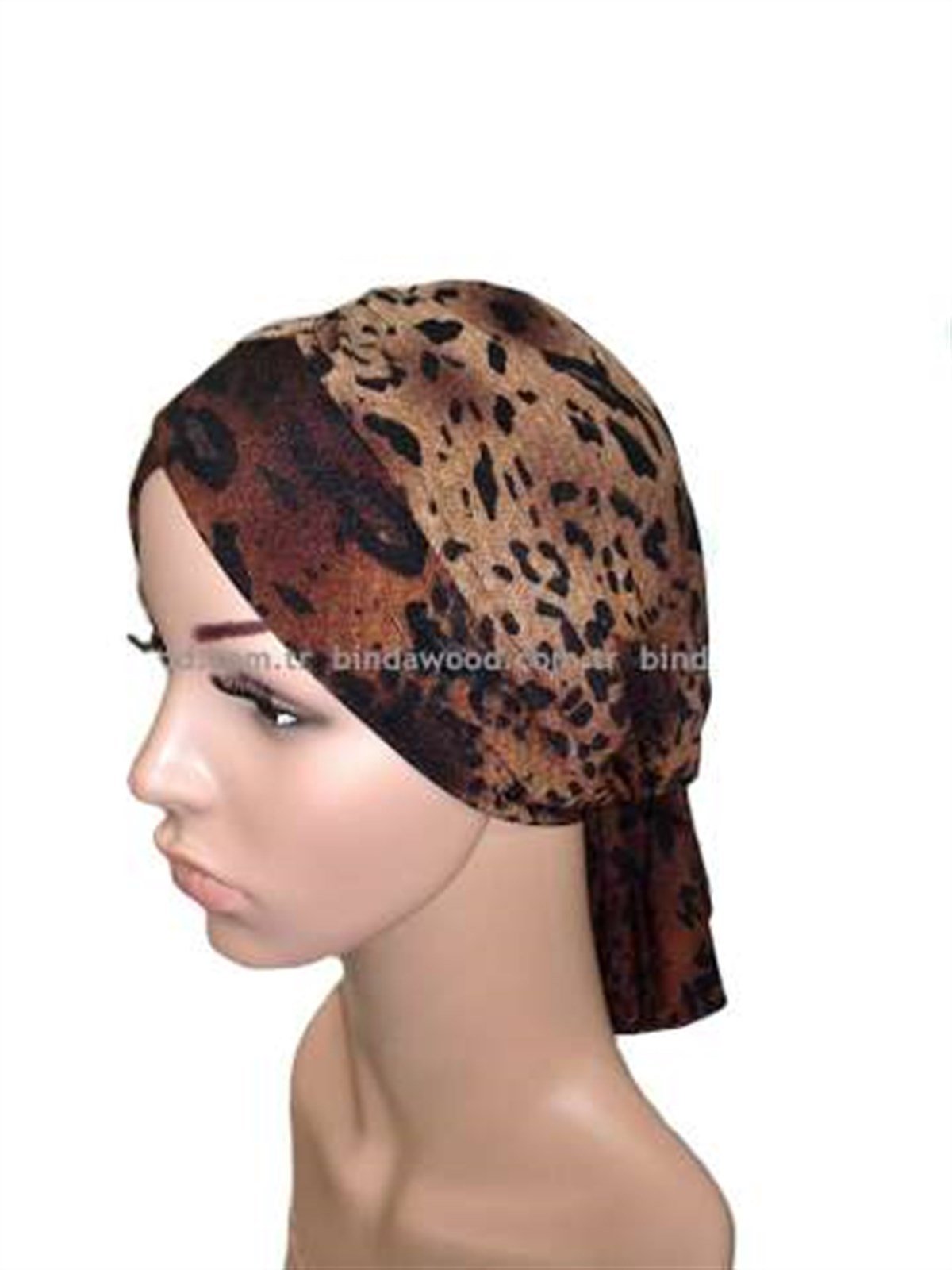 Kısa Fularlı Kızıl Kahve Türban