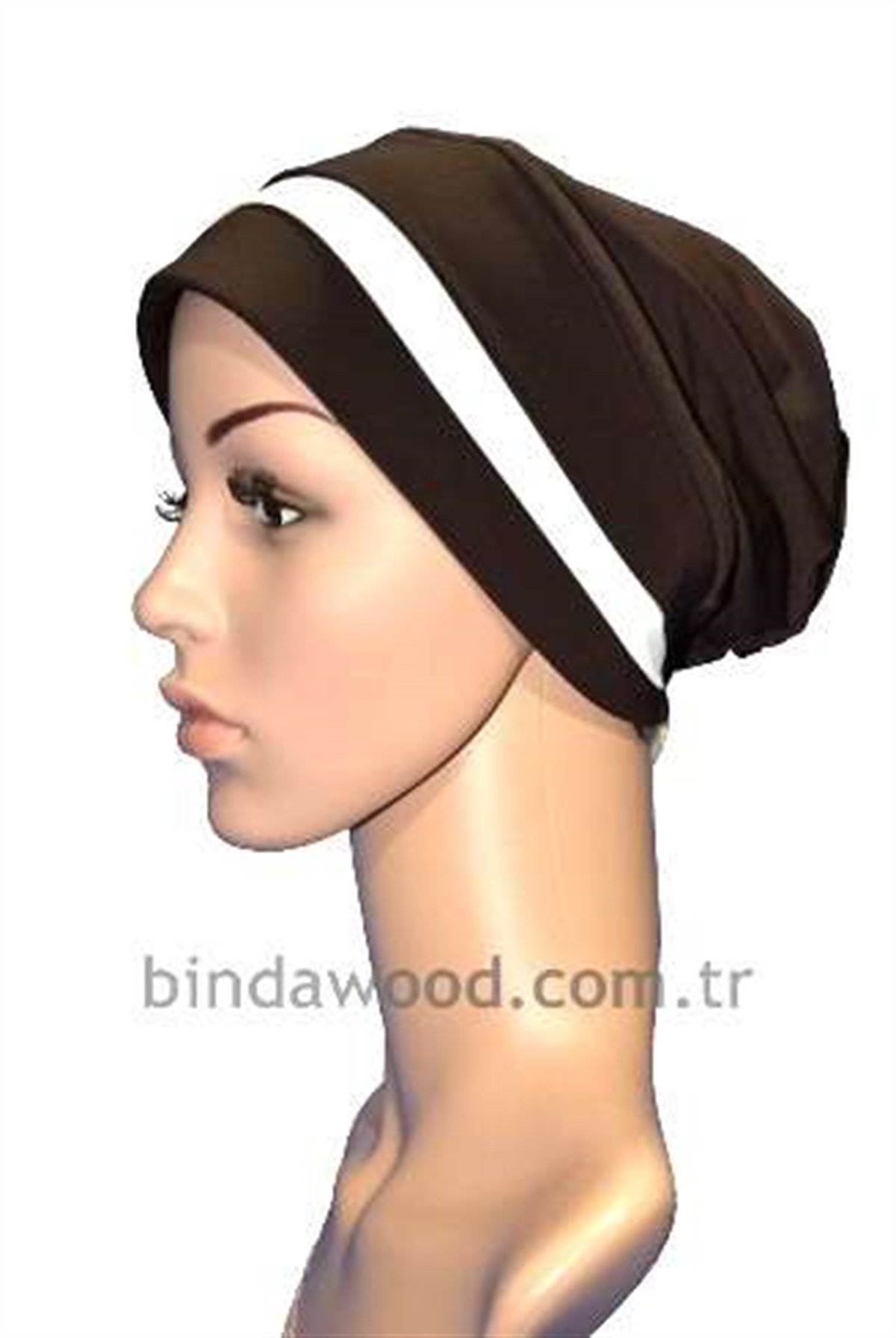 Koyu Kahve Beyaz Abiye Türban Bone