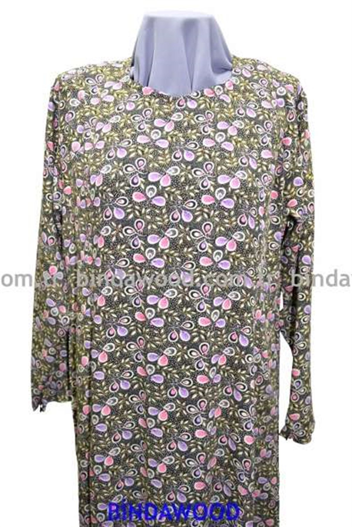 Krem Çiçek Desenli Pamuklu Anne Elbise