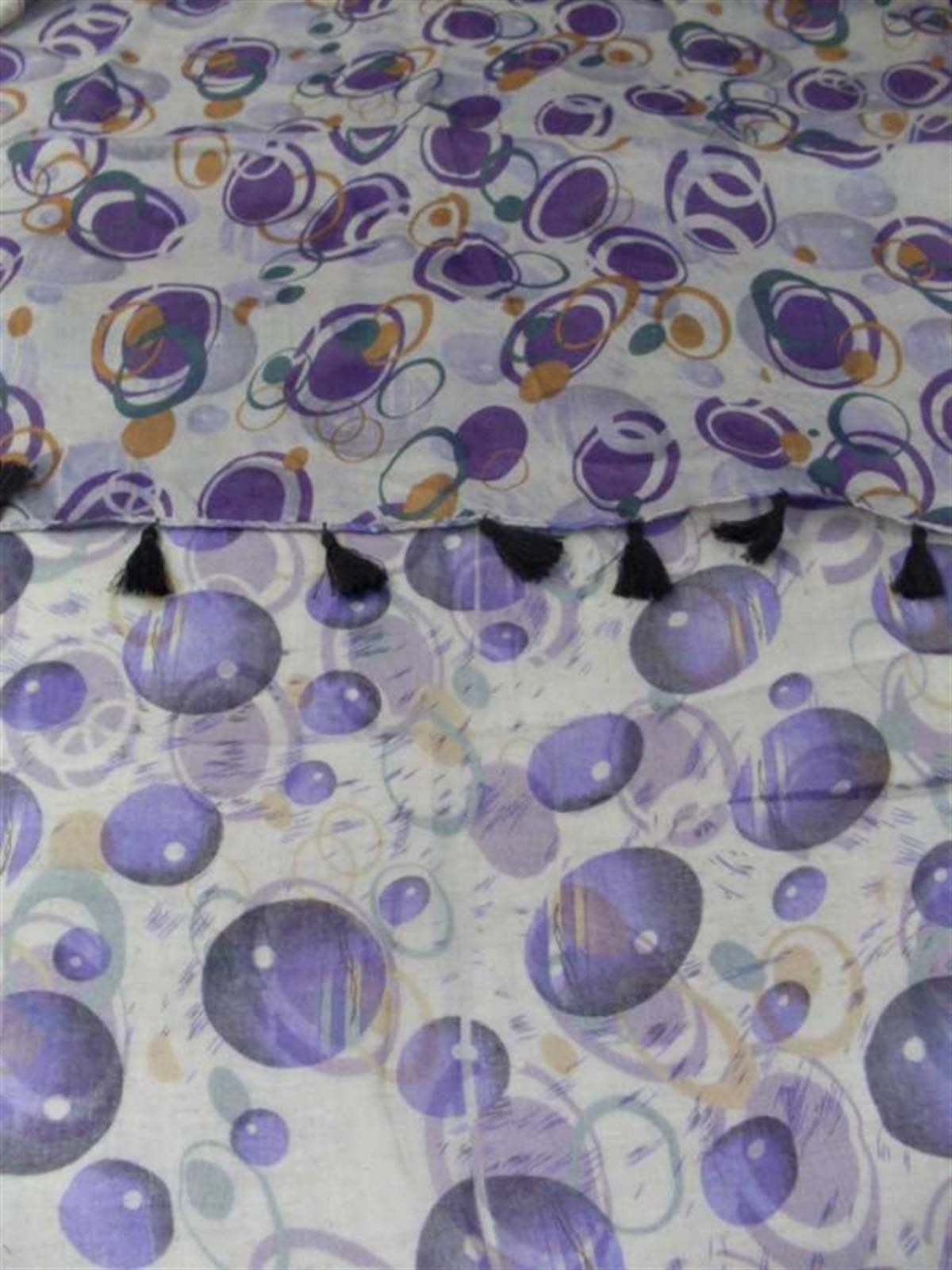 Krem Mor Keten Tesettür Şal