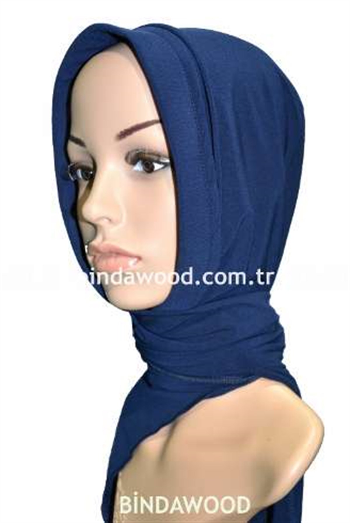 Lacivert Atkılı Abiye Tesettür Türban