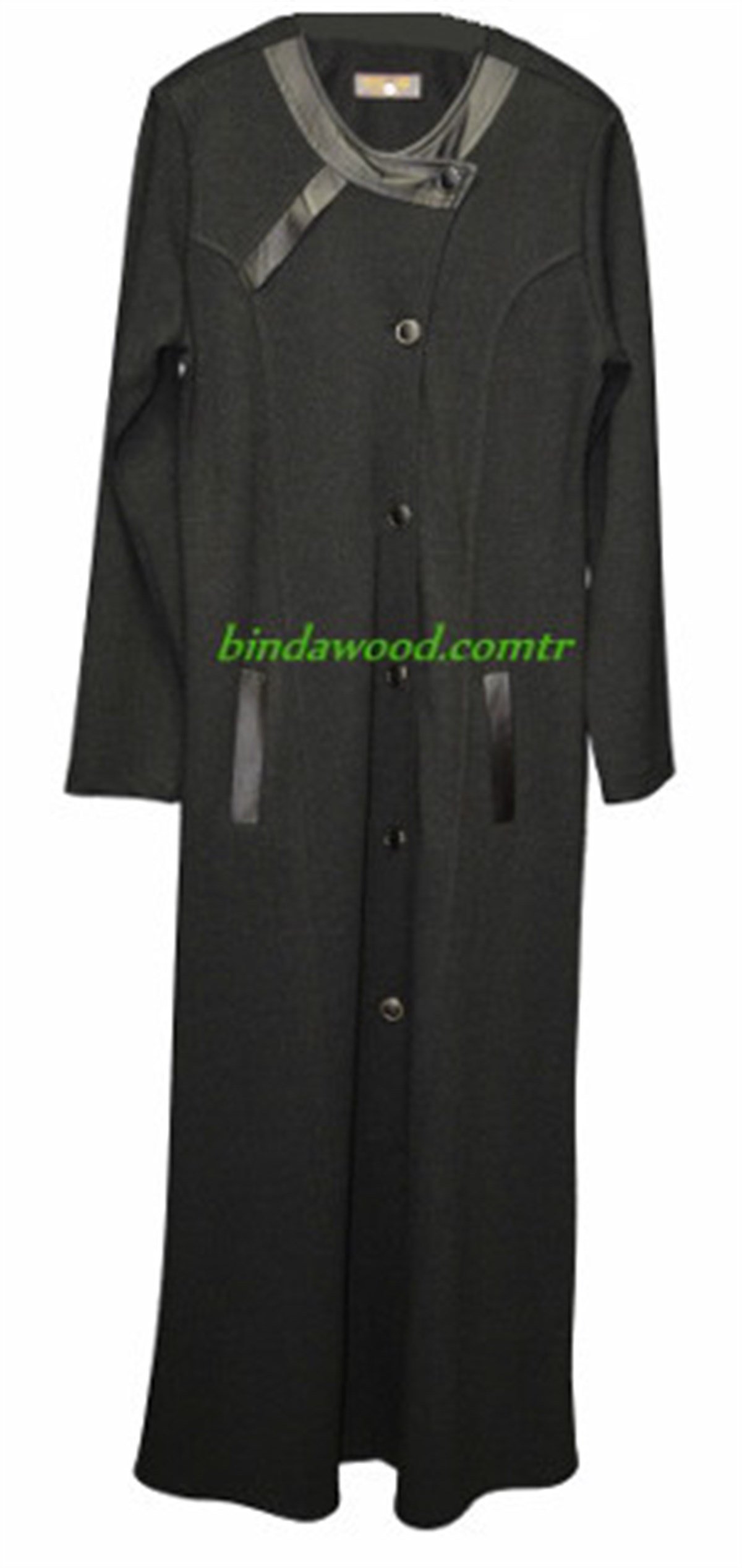 Lacivert Deri Aksesuarlı Kışlık Ferace