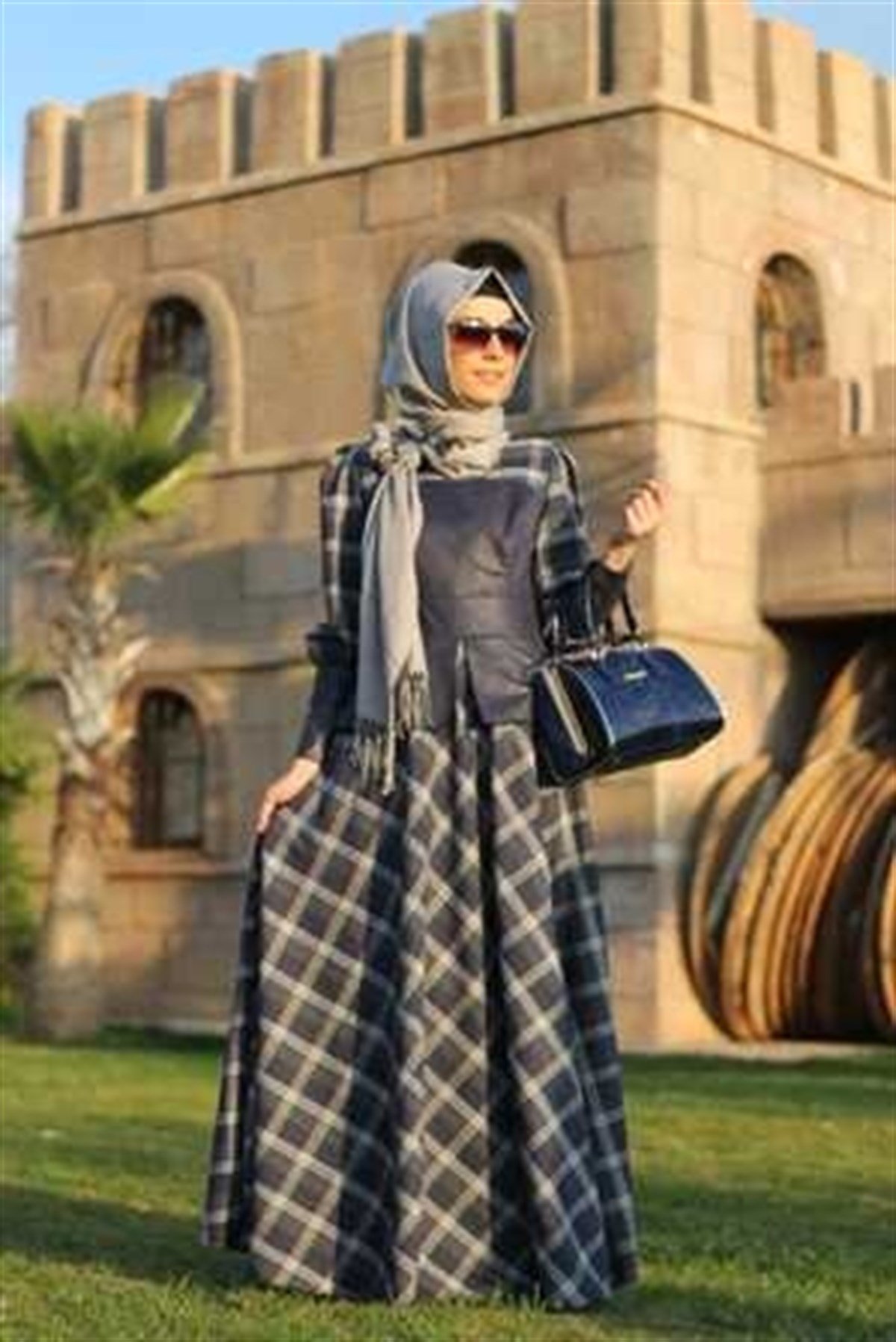 Lacivert Elbise Şal 2 li Takım