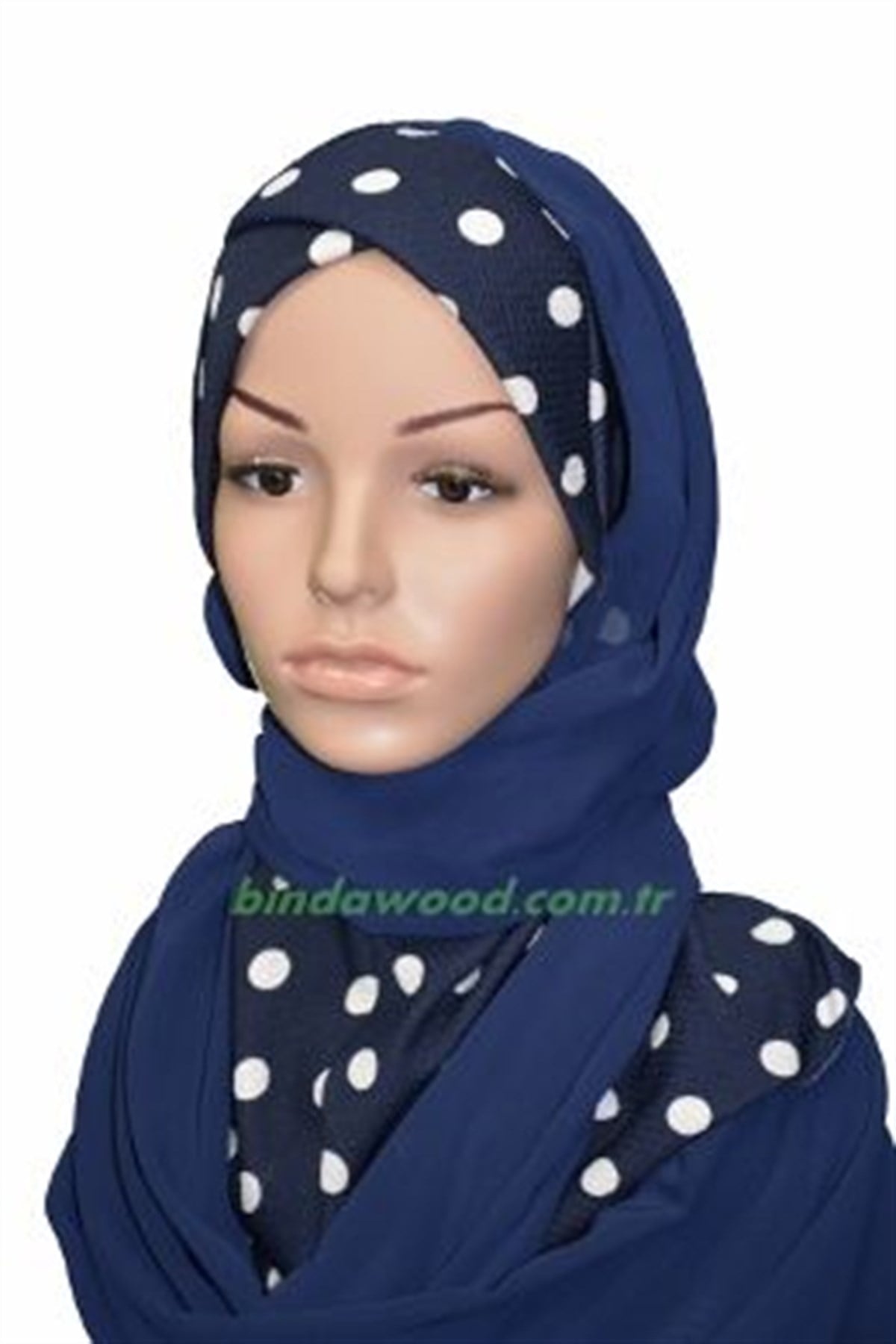Lacivert Puanlı Şallı Bone