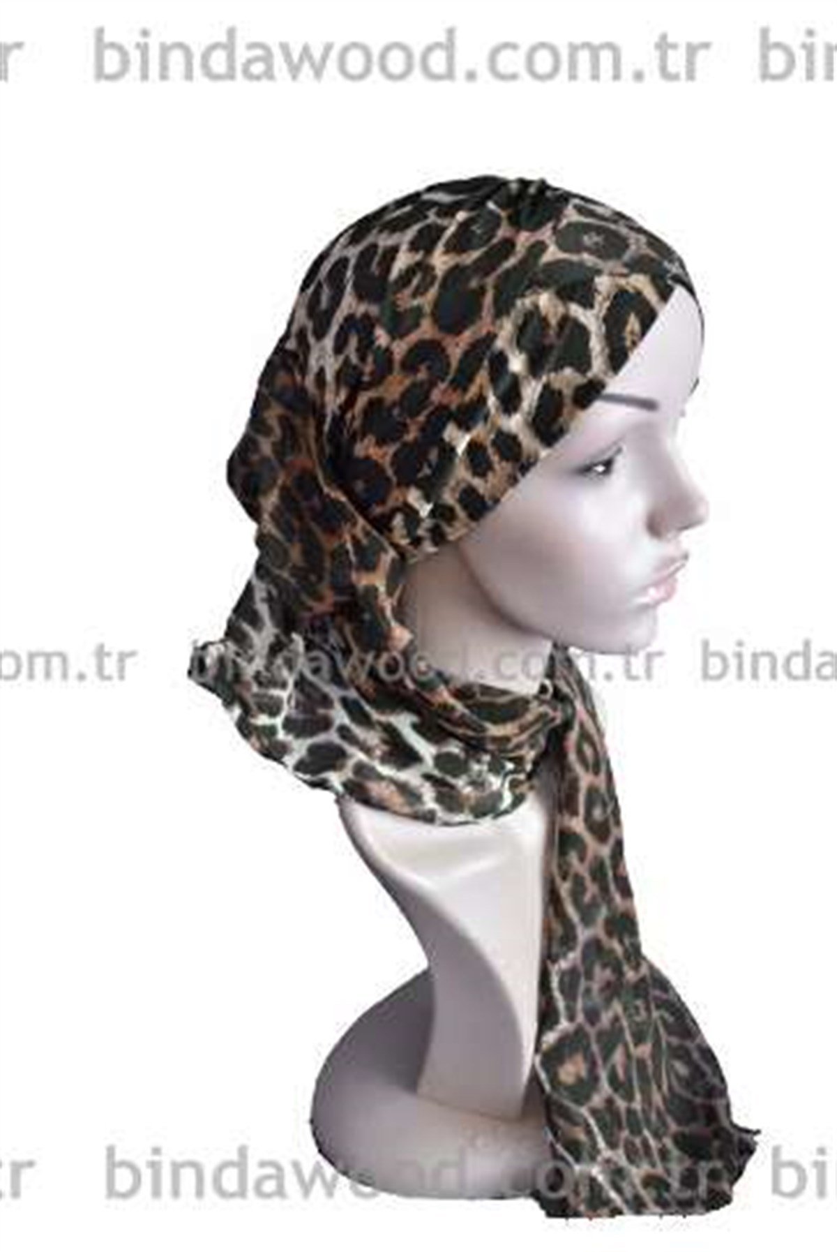 Leopar Fularlı Hazır Türban