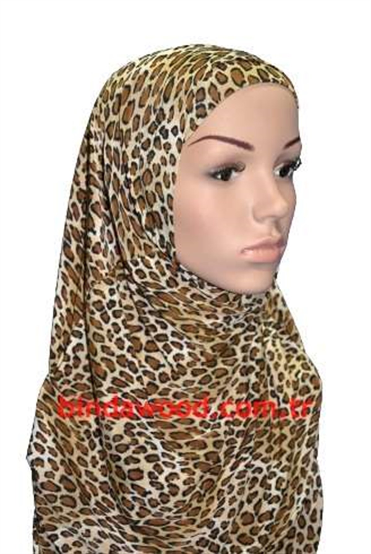 Leopar Kahve Desenli Pratik Eşarp