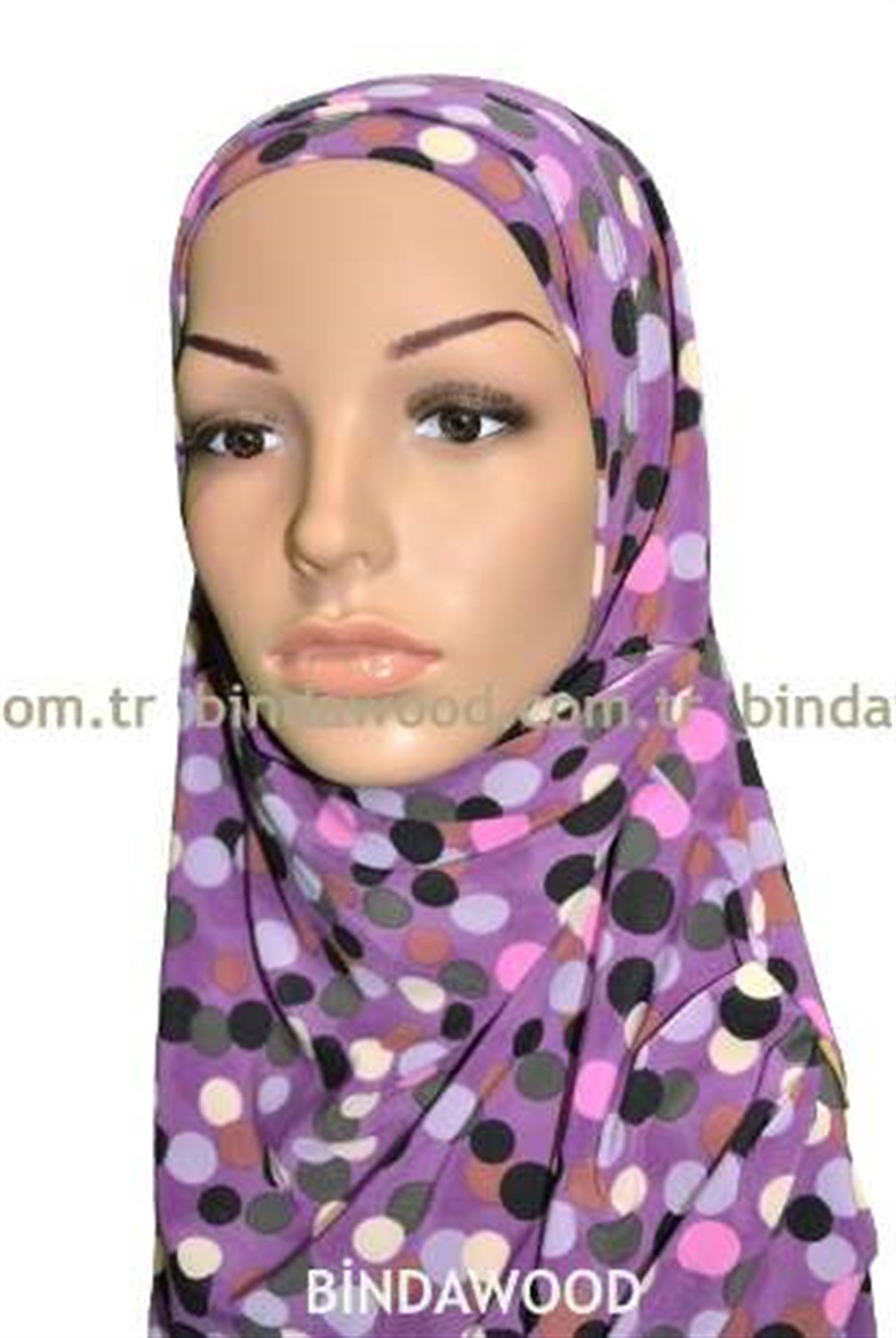 Mor Puanlı Pratik Eşarp