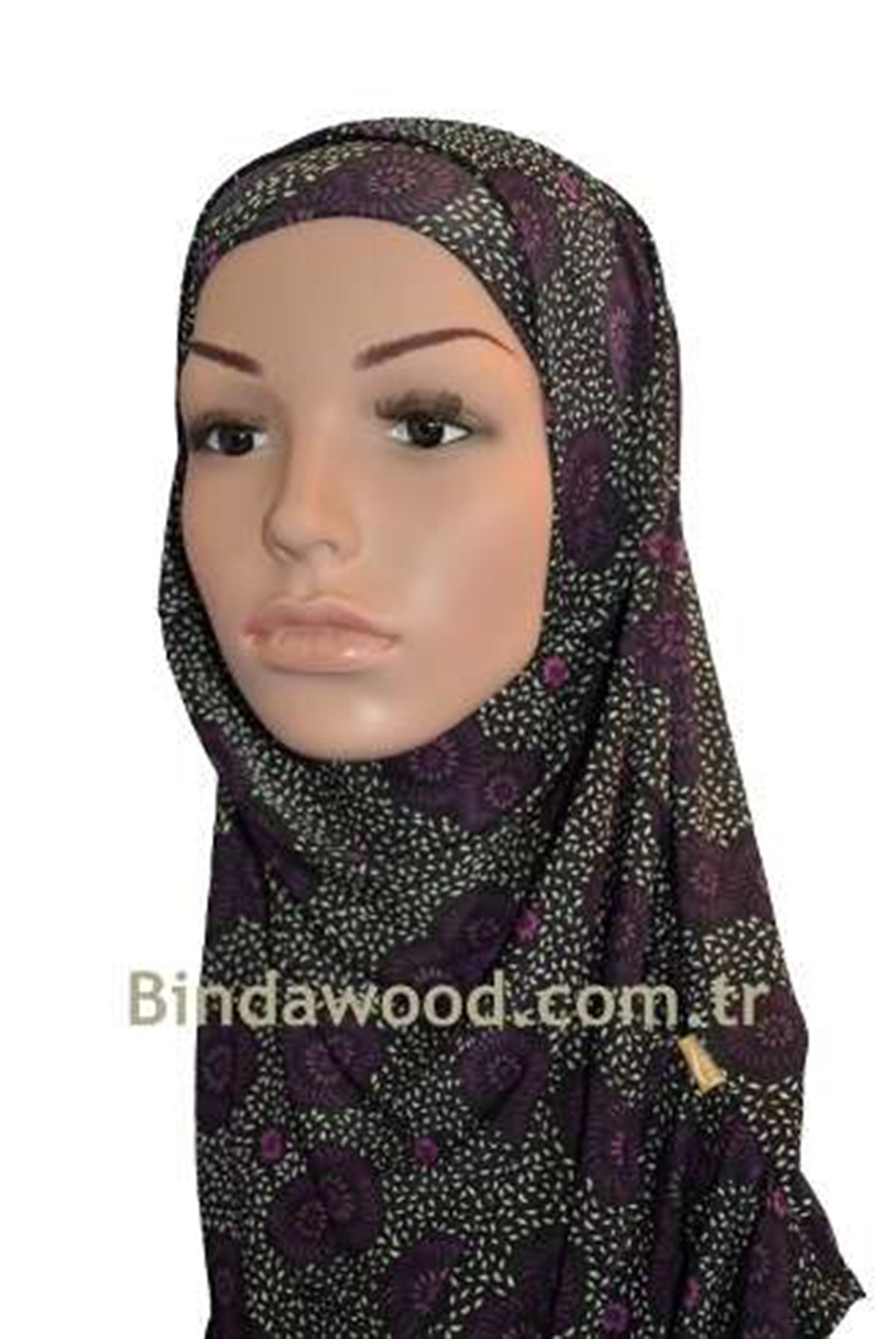 Mürdüm Desenli Pratik Eşarp