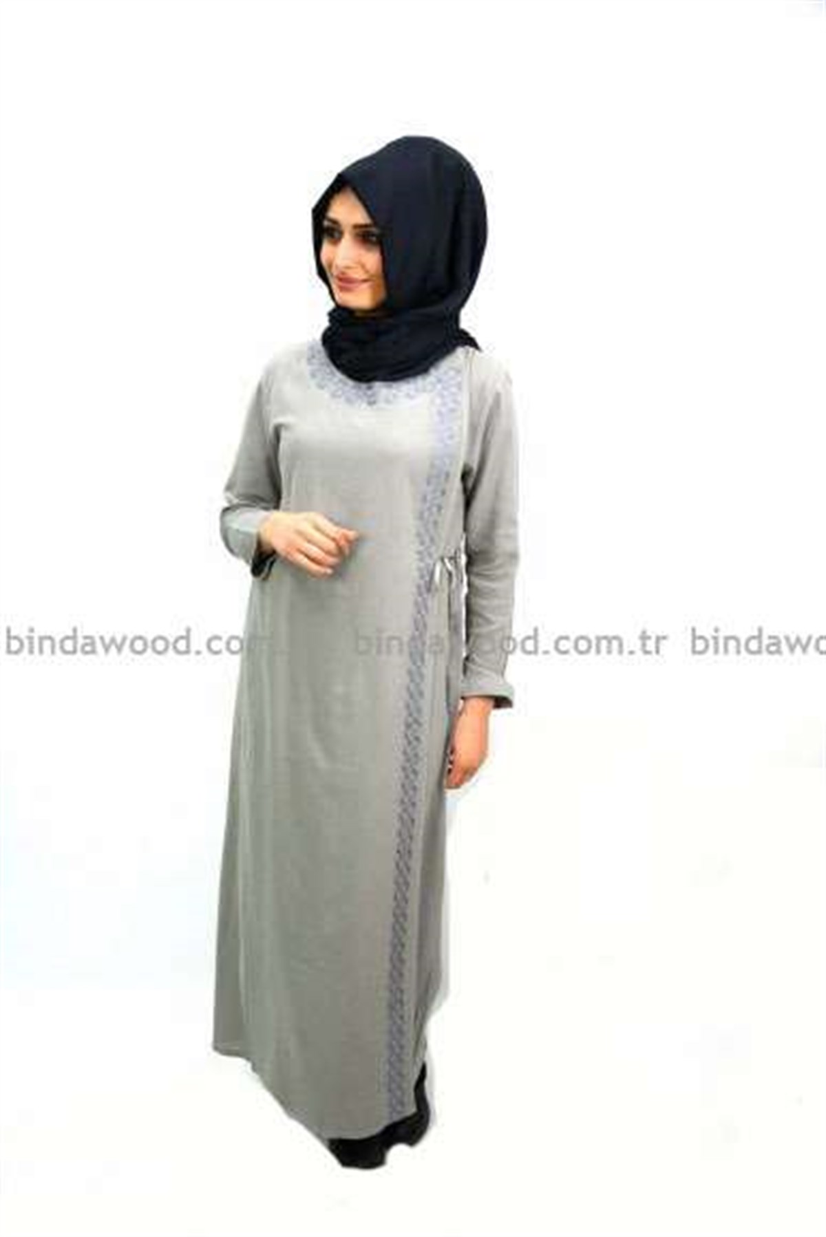Nakışlı Ferace Gri