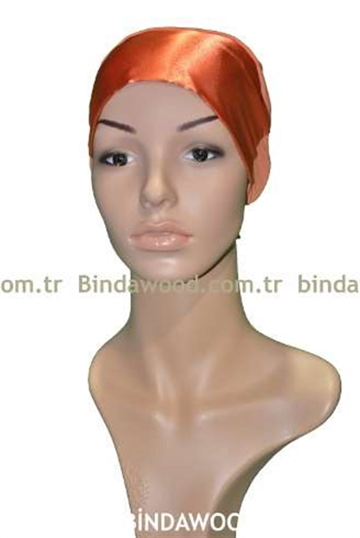 Orange Saten Abiye Dikişsiz Bone