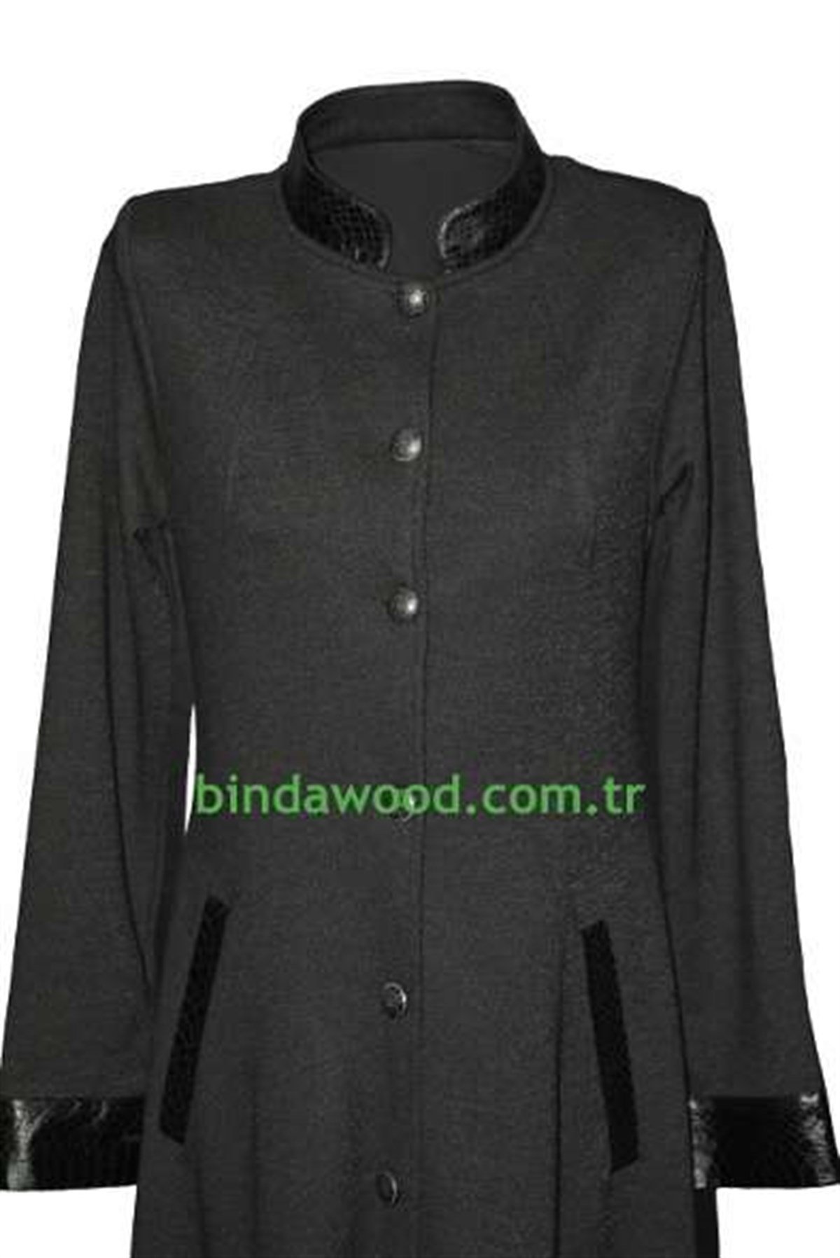 Örme Düğmeli Füme Rengi Kışlık Ferace