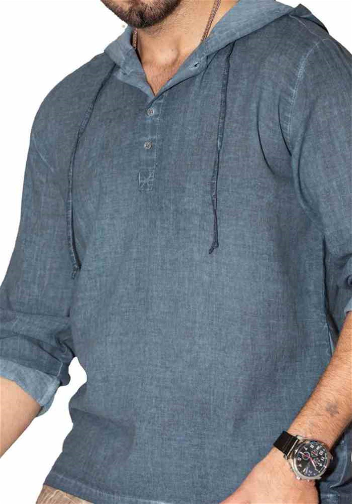 Otantik Sweatshirt Kapüşonlu Uzun Kol Yeşil