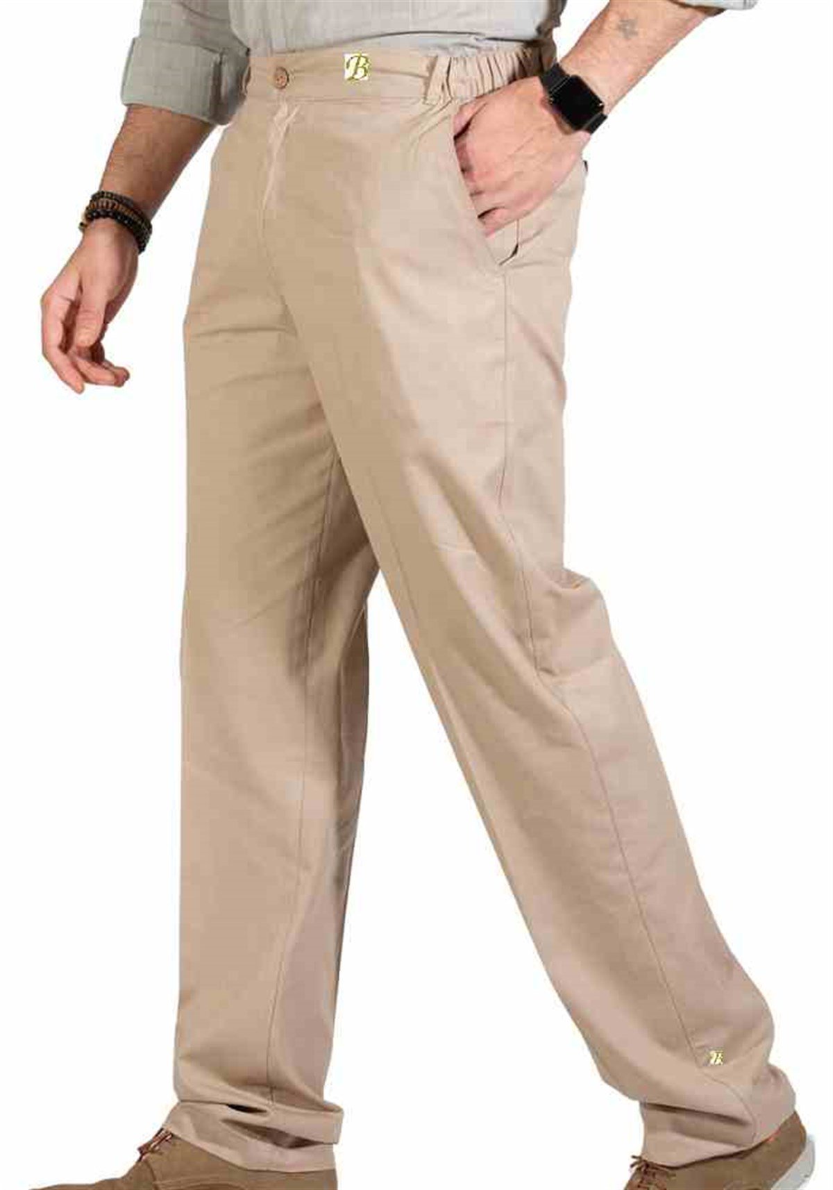 Pantolon Pamuk Gabardin Cepli Kamel