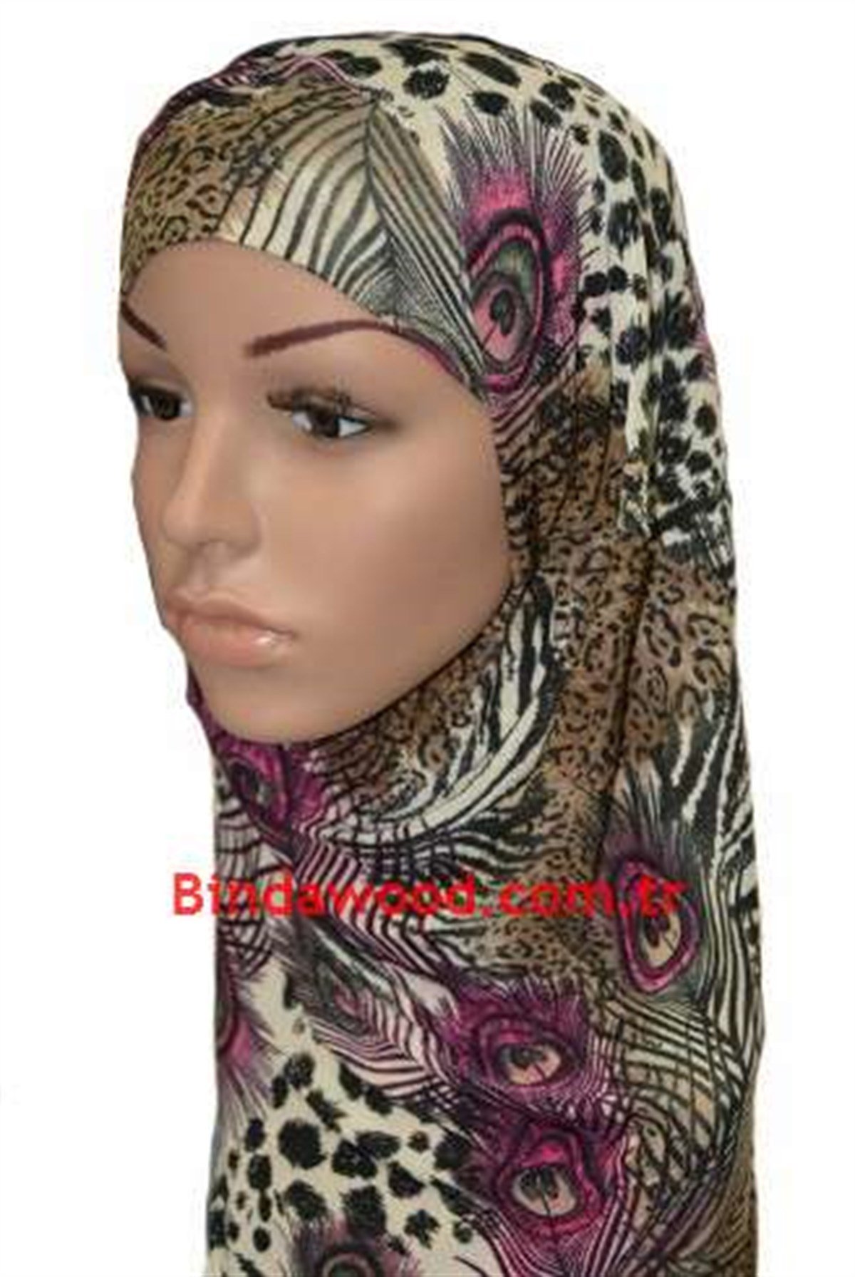 Pembe Leopar Desenli Pratik Eşarp