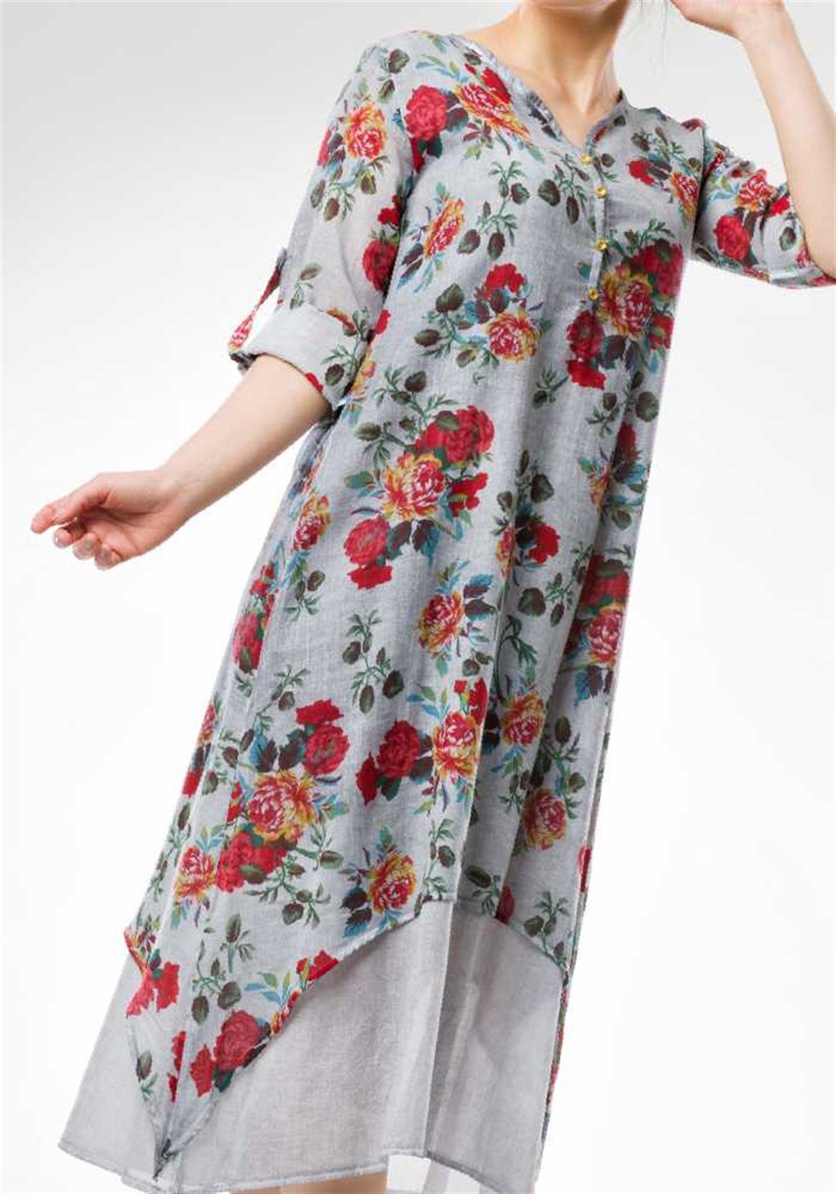 Pileli Yarım Kol Elbise