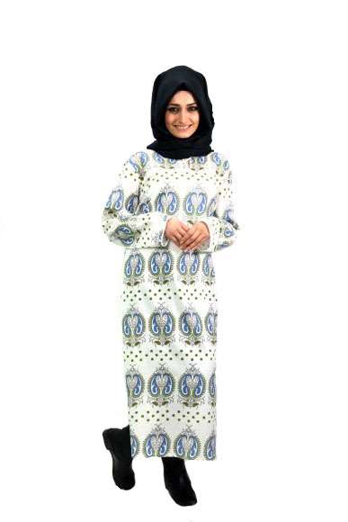 Şal Desen Tesettür Elbise