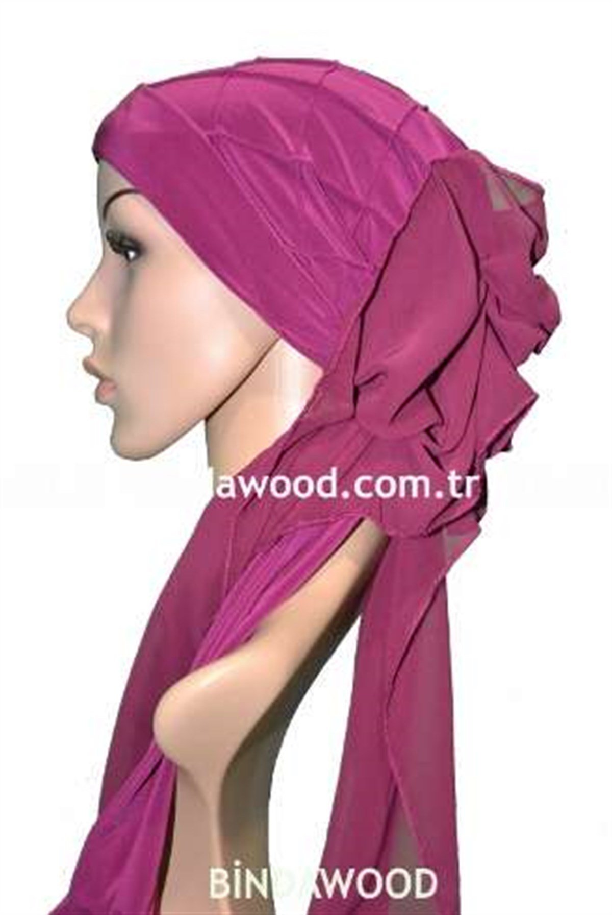 Şeker Pembe Fularlı Tüllü Tesettür Türban