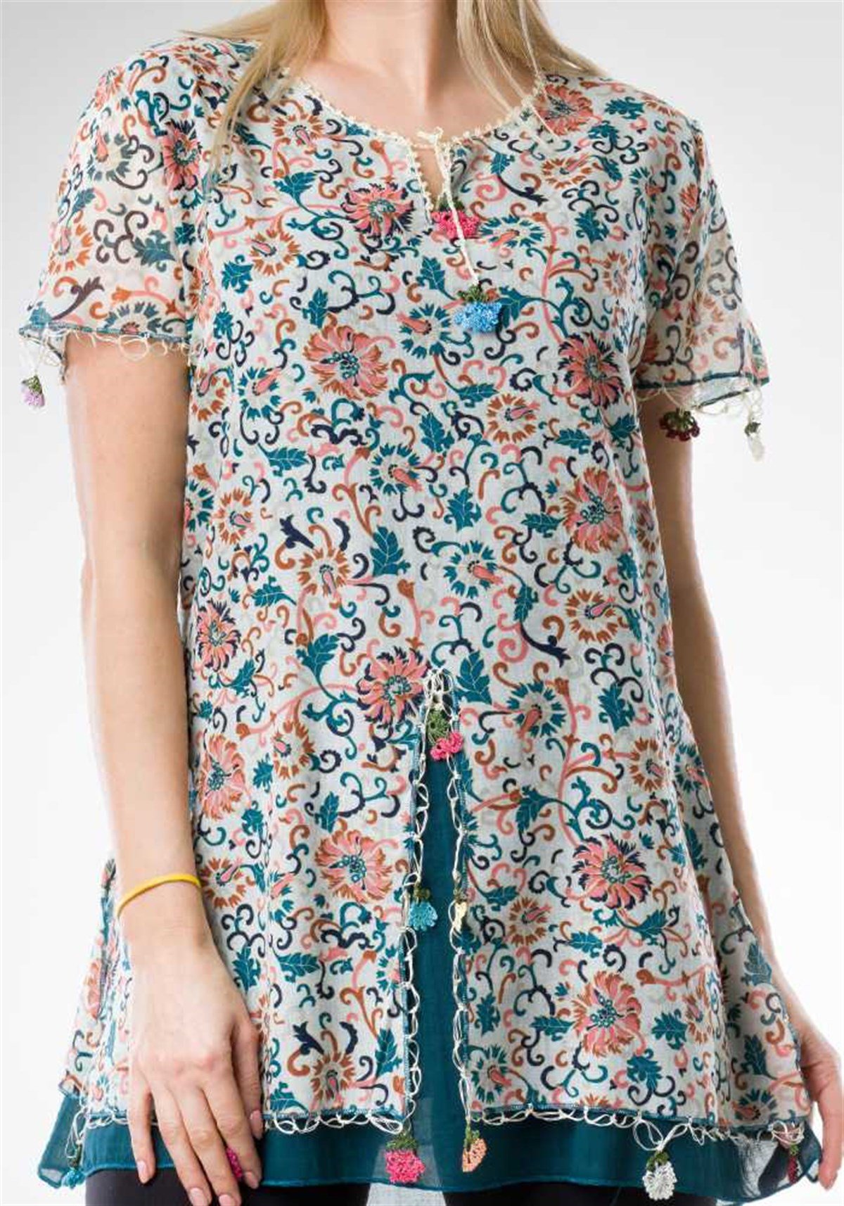 Şifon Tunik Desenli Astarlı