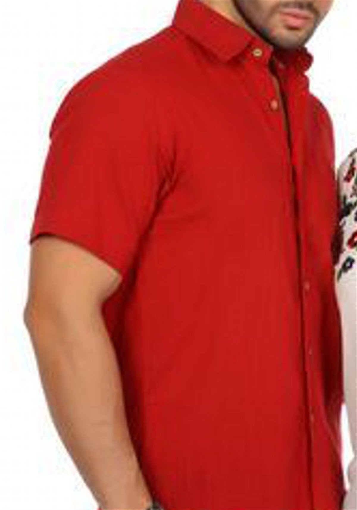 Şile Bezi Gömlek Kısa Kollu Kırmızı